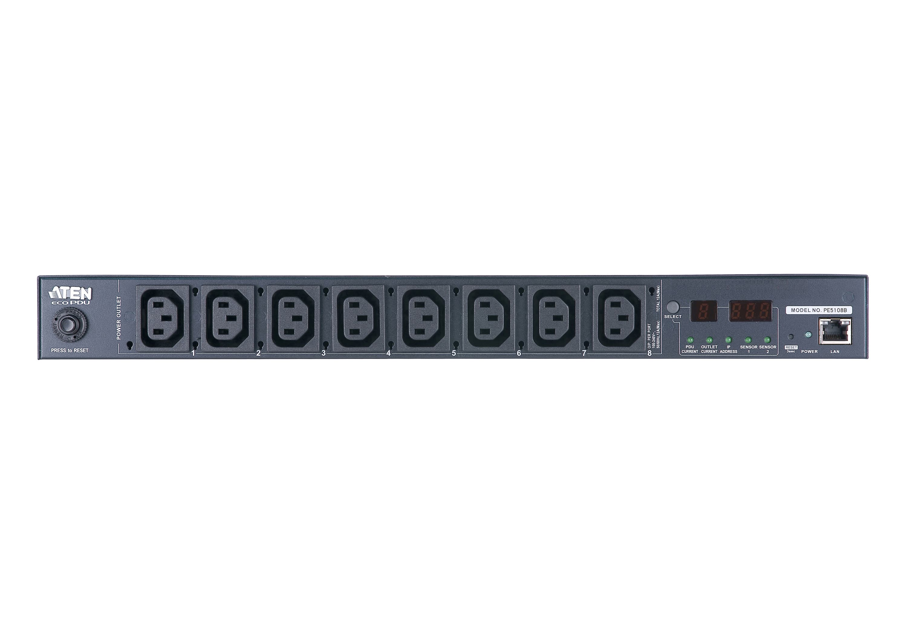 15A/10A 8-Outlet 1U Metered eco PDU — изглед 2