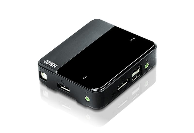 2-Port USB DisplayPort / Audio KVM Switch (4K Supported and Cables included) — view 2