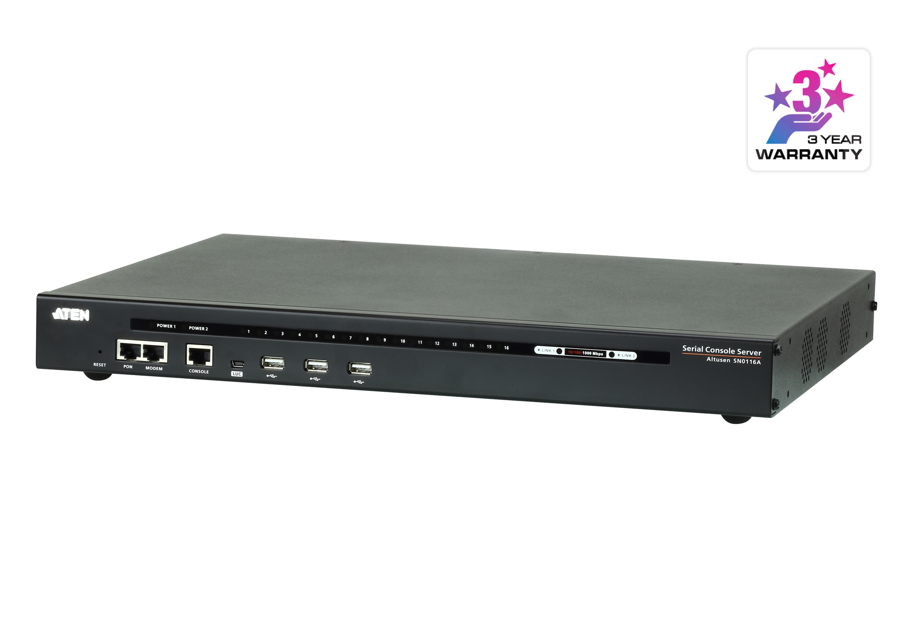 16-Port Serial Console Server with Dual Power/LAN