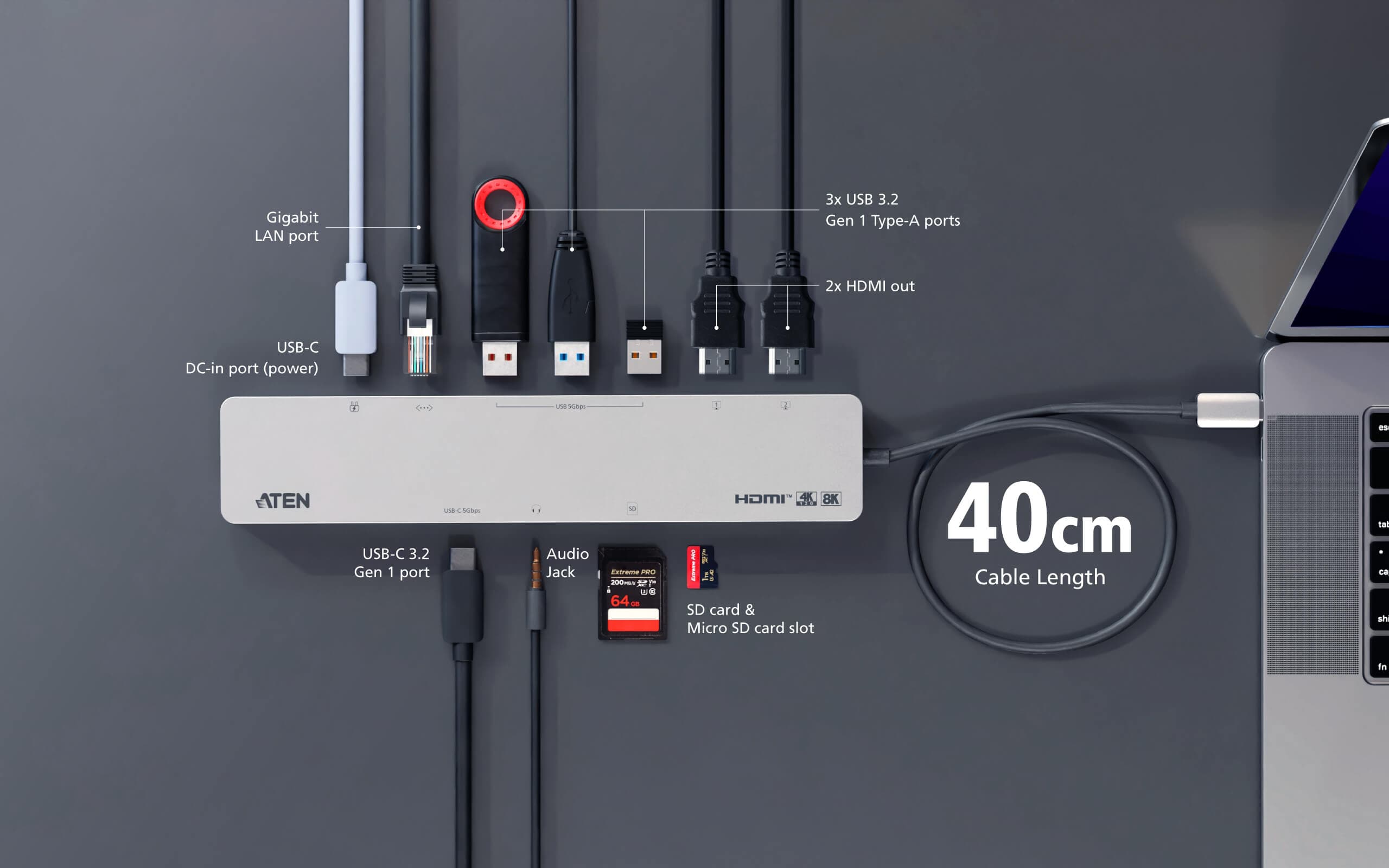 11-in-1 USB-C Multiport Dock with Power Pass-Through — изглед 8