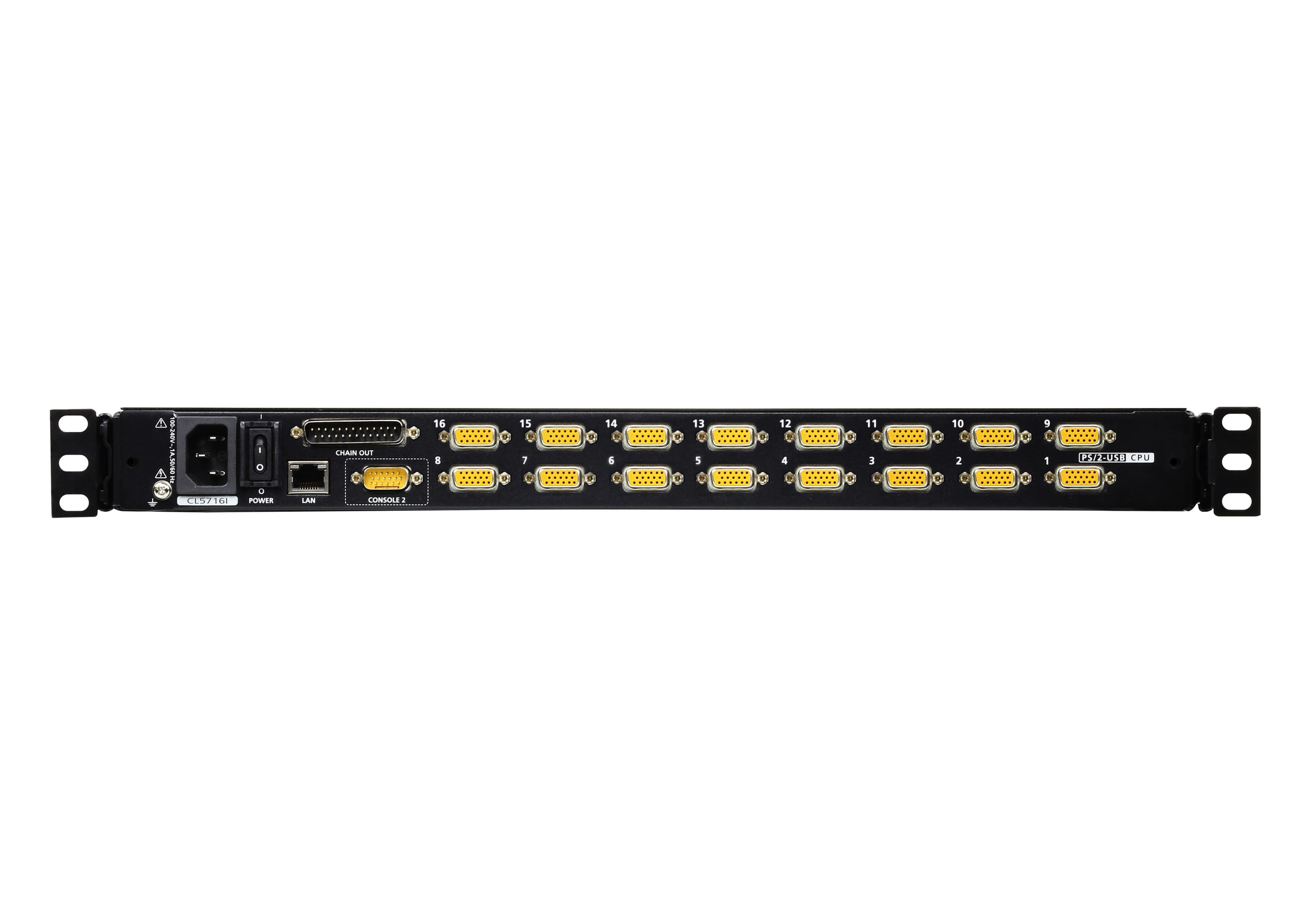 1-Local/Remote Shared Access 16-Port PS/2-USB VGA Single Rail LCD KVM over IP switch — изглед 2