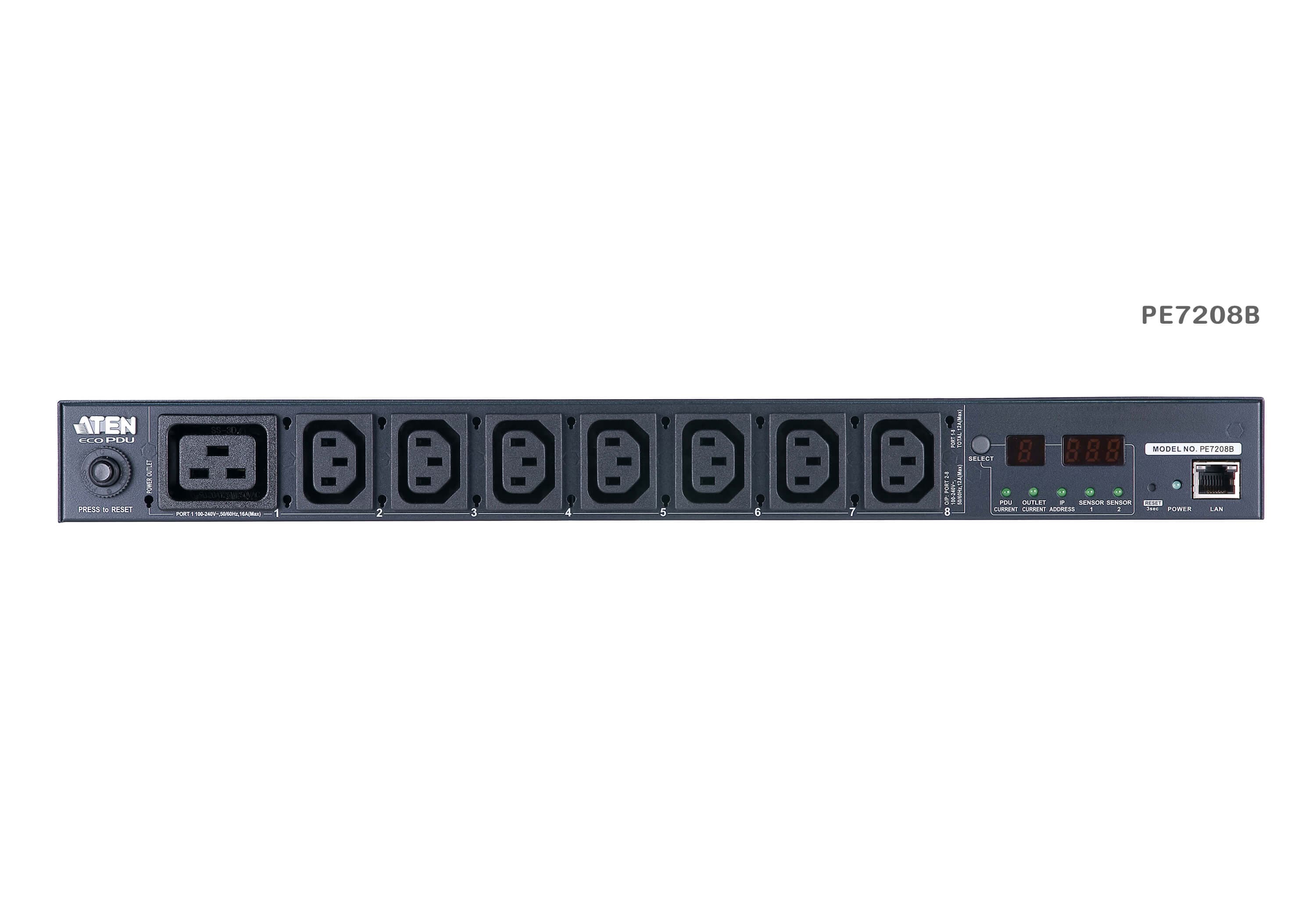 20A/16A 8-Outlet 1U Outlet-Metered eco PDU — изглед 2