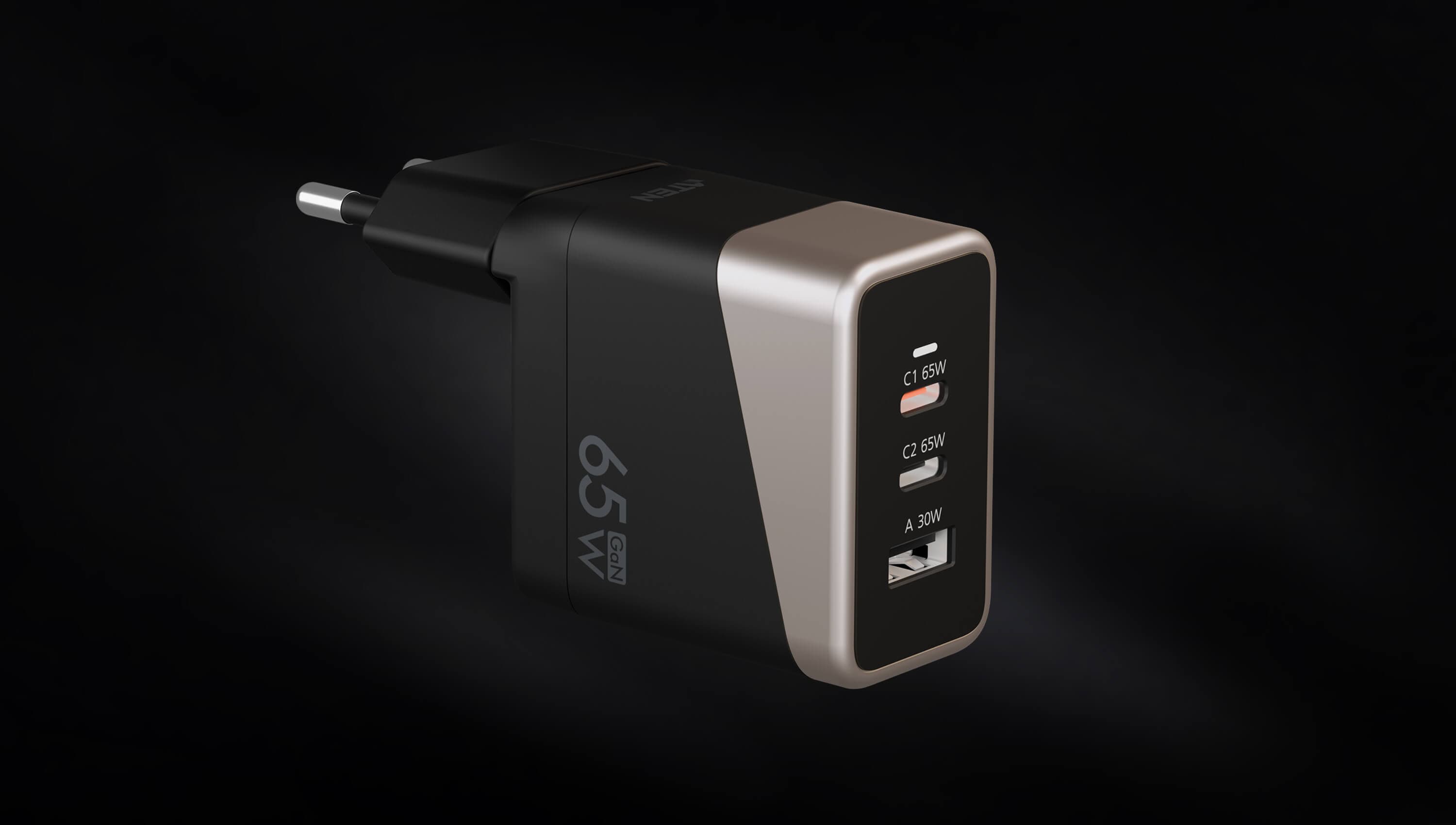 65W 3-Port GaN Charger — изглед 2