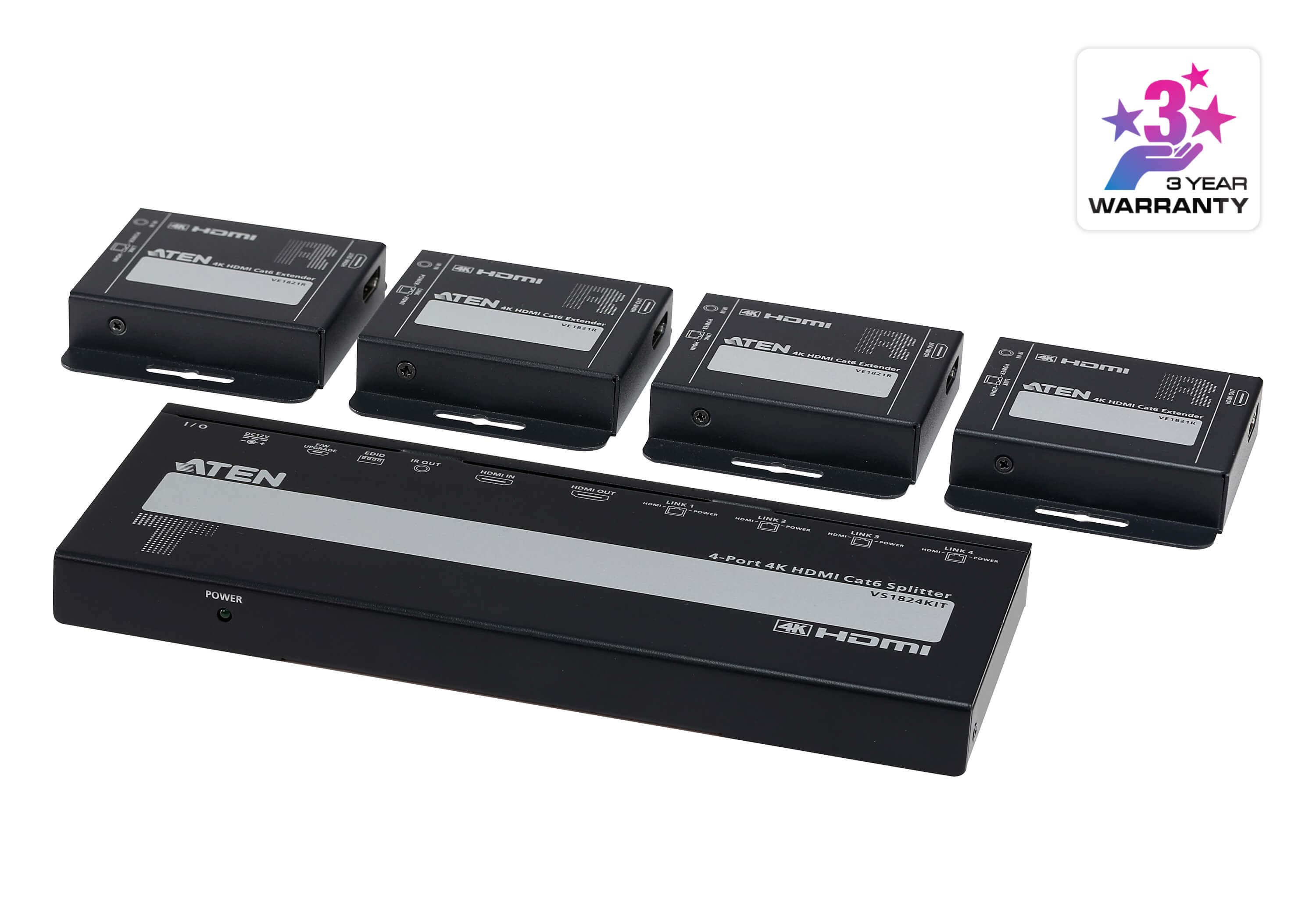4-Port 4K HDMI Cat 6 Splitter with Receivers — изглед 3