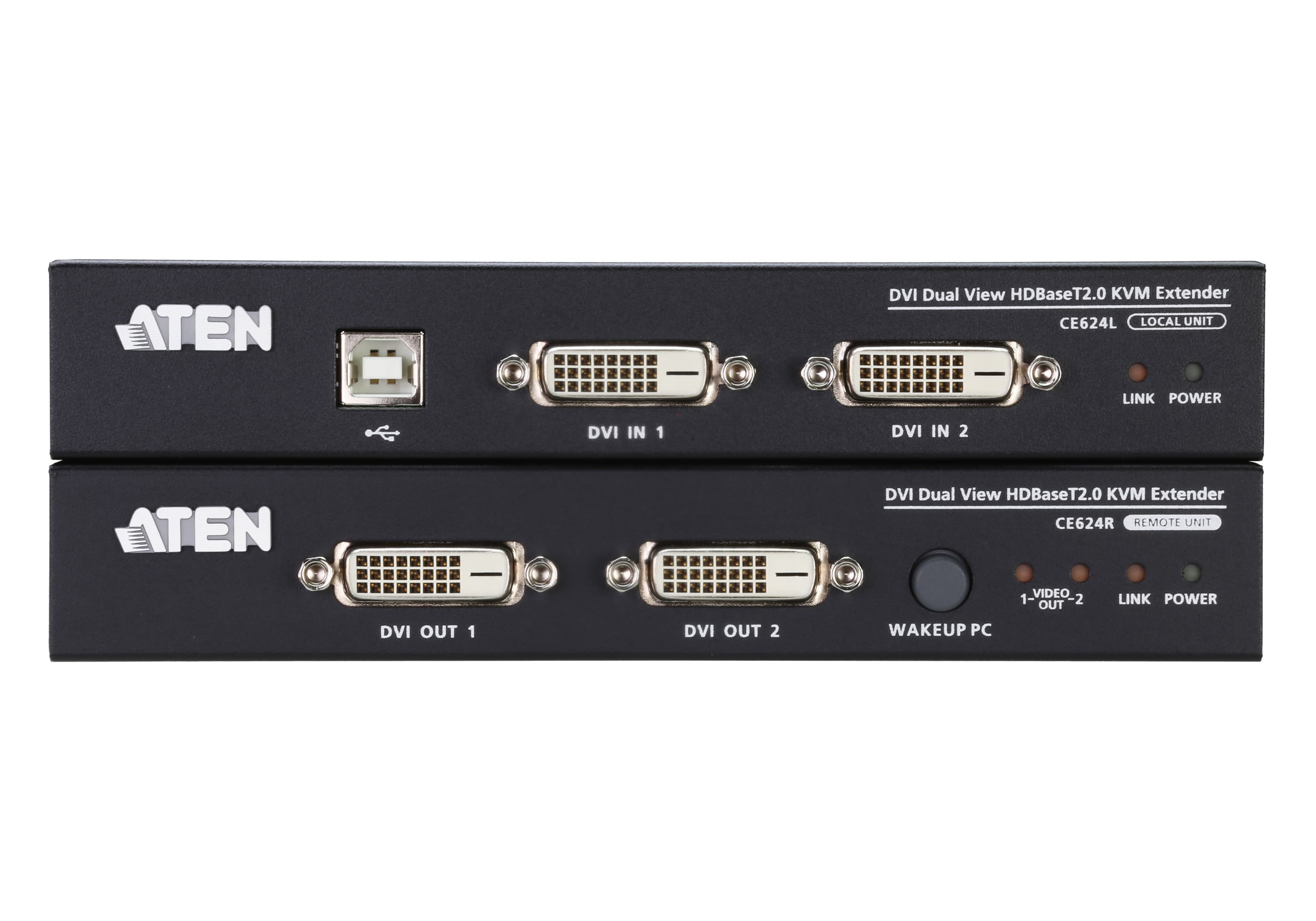 USB DVI Dual View HDBaseT™ 2.0 KVM Extender (1920 x 1200 @100 m)