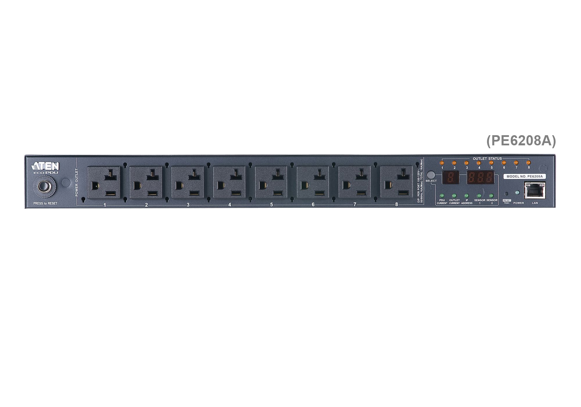20A/16A 8-Outlet 1U Metered & Switched eco PDU — view 5