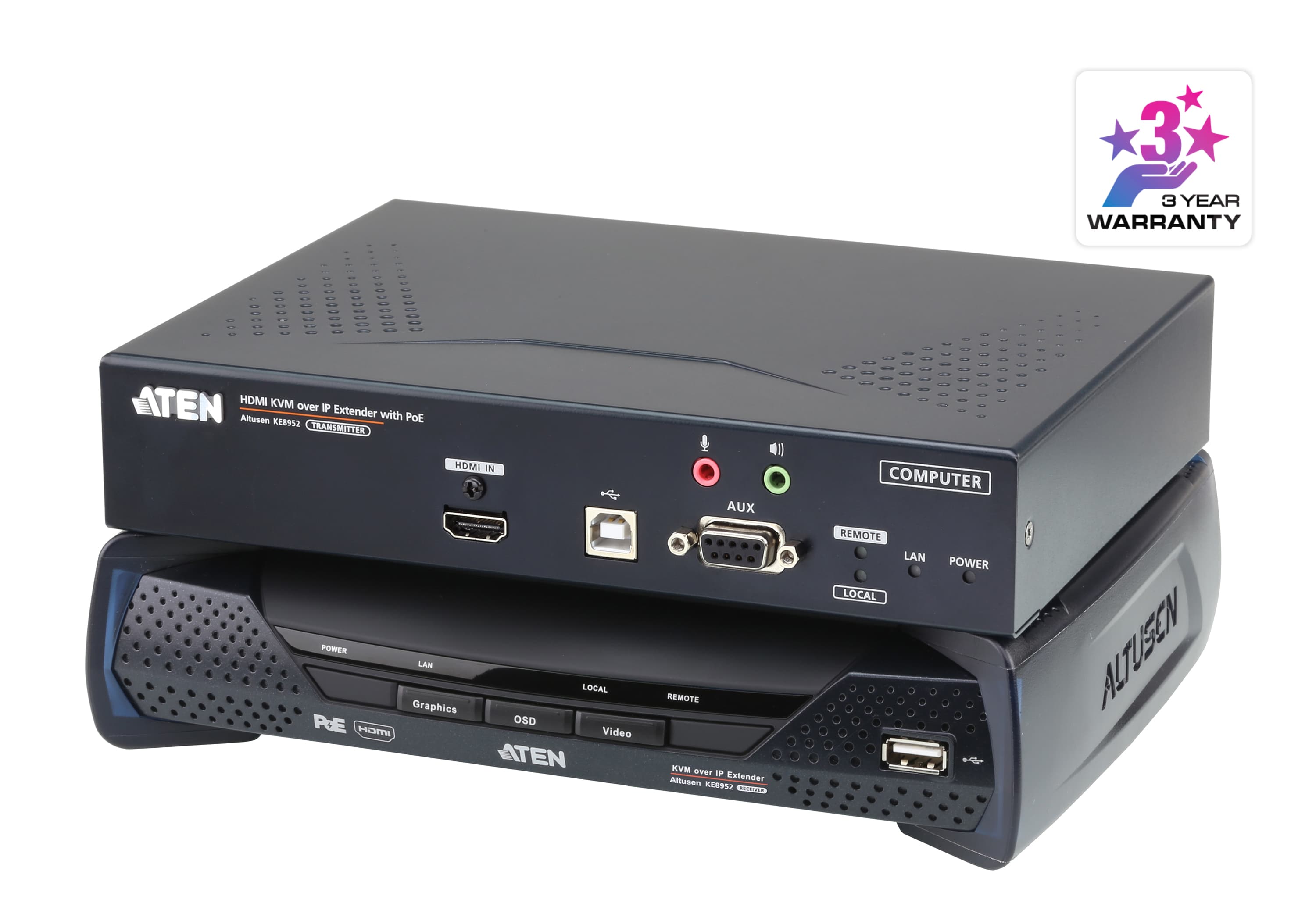 4K HDMI Single Display KVM over IP Extender with PoE — изглед 3