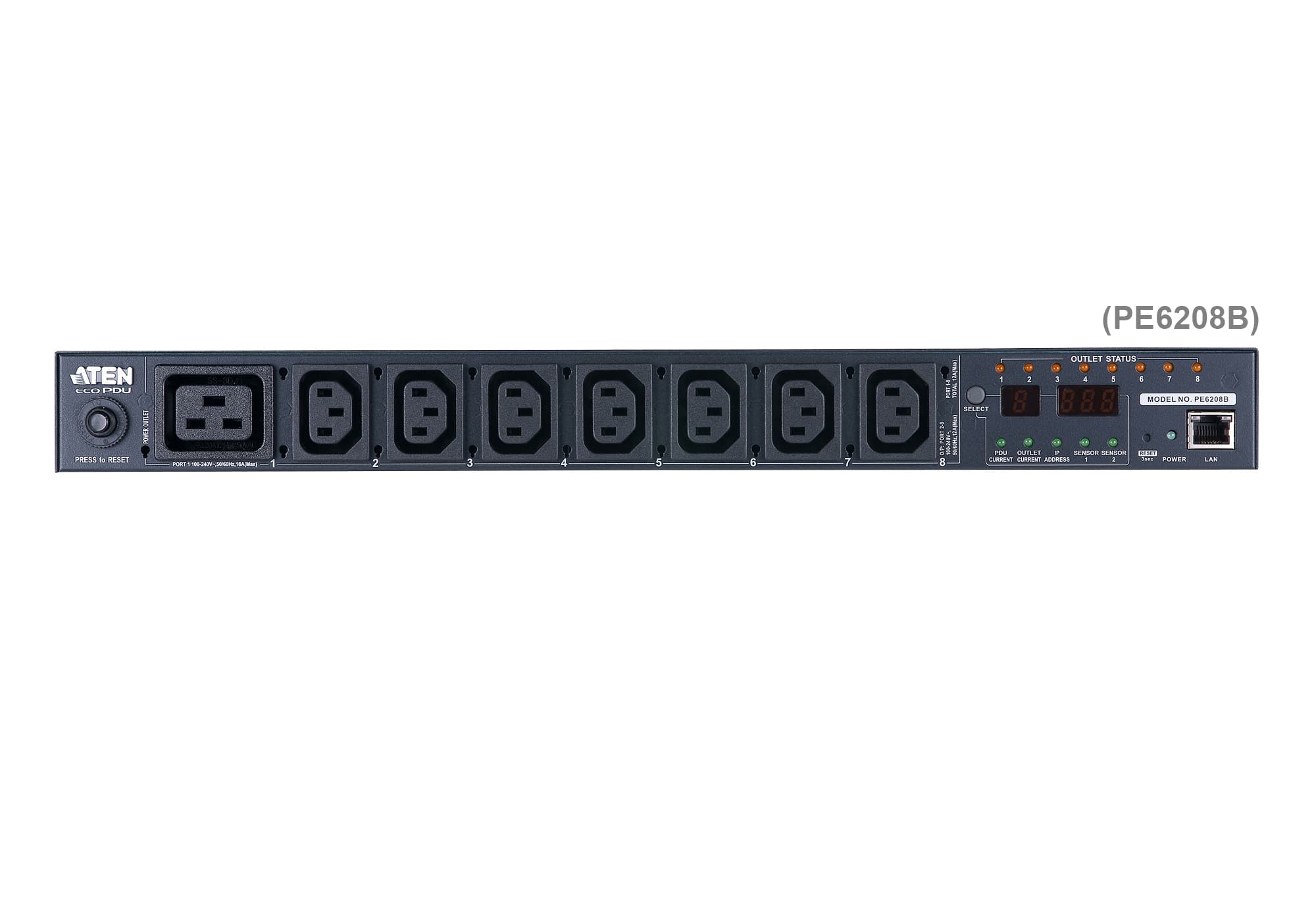 20A/16A 8-Outlet 1U Metered & Switched eco PDU — view 6