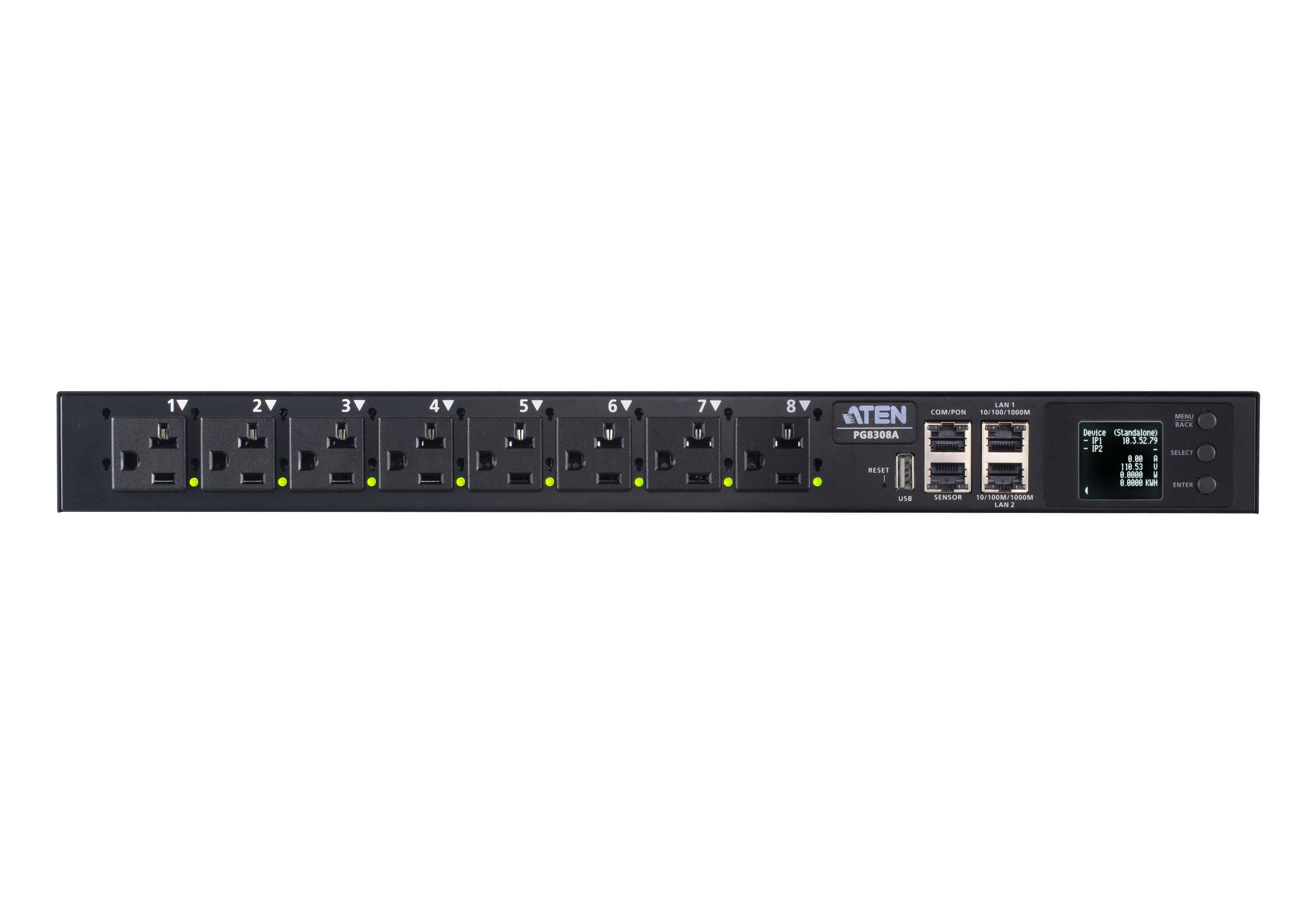 30A/32A 8-Outlet 1U Outlet-Metered & Switched eco PDU