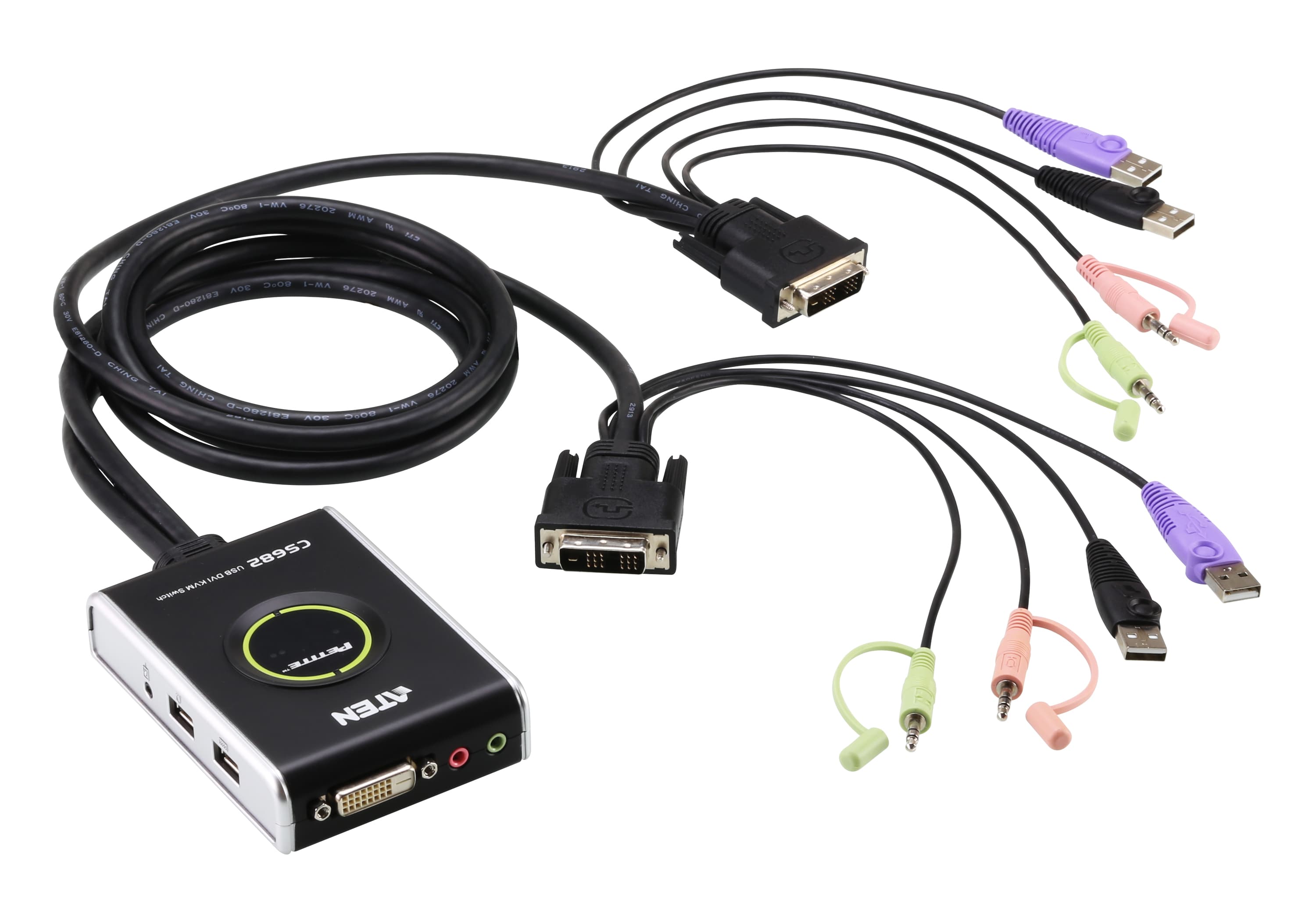 2-Port USB DVI/Audio Cable KVM Switch with Remote Port Selector — view 3