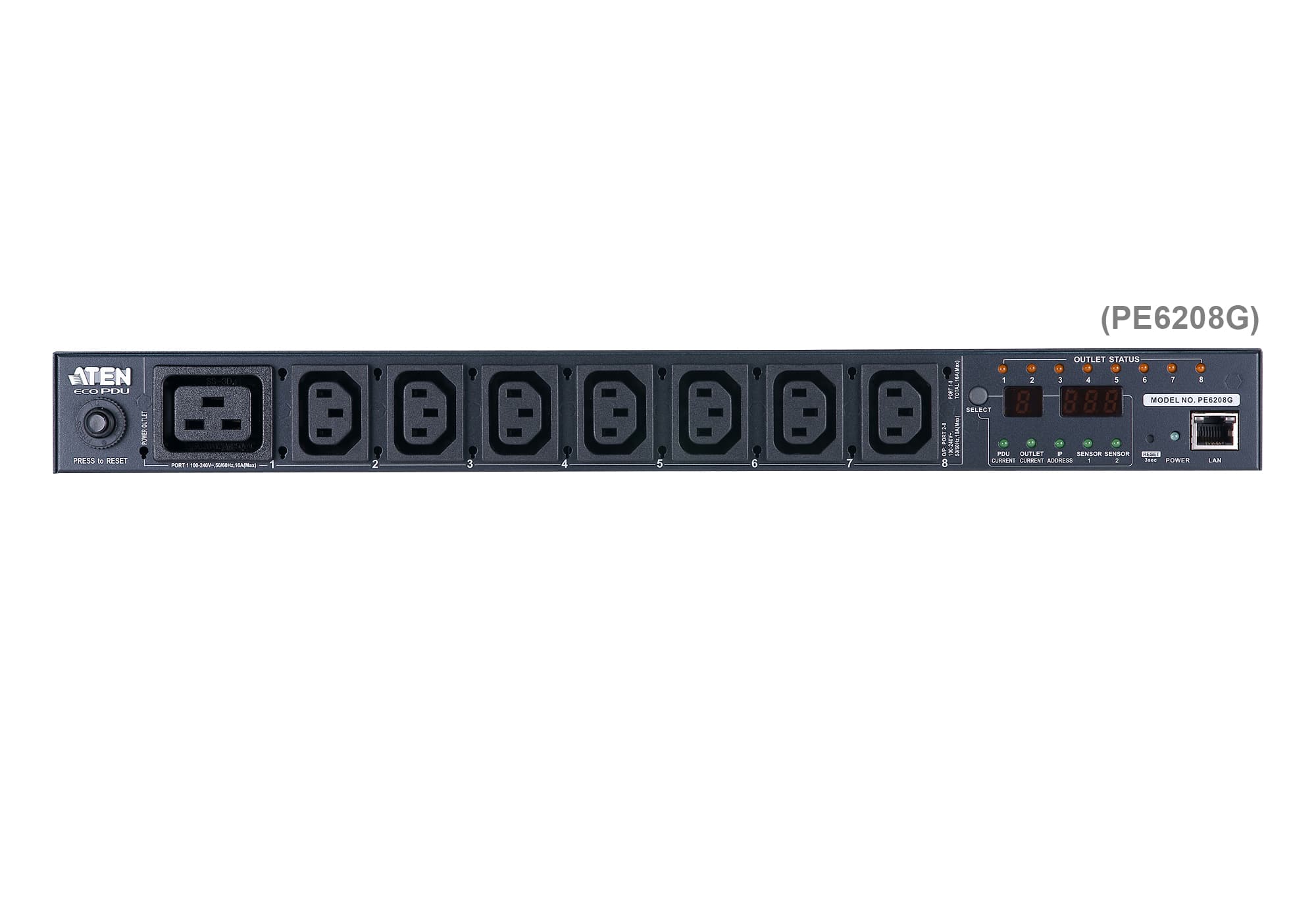 20A/16A 8-Outlet 1U Metered & Switched eco PDU — view 7