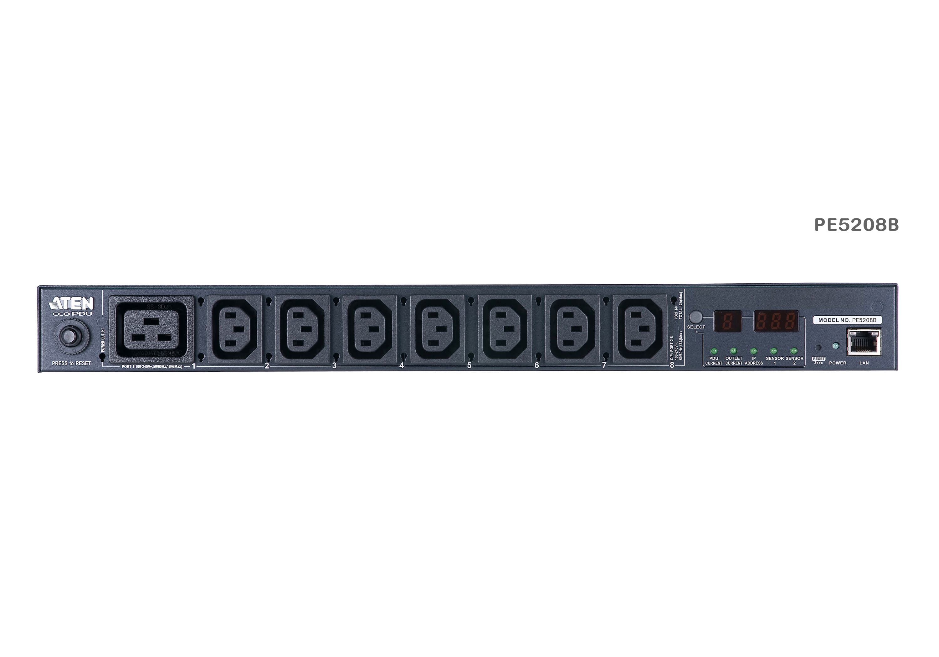 20A/16A 8-Outlet 1U Metered eco PDU — изглед 2