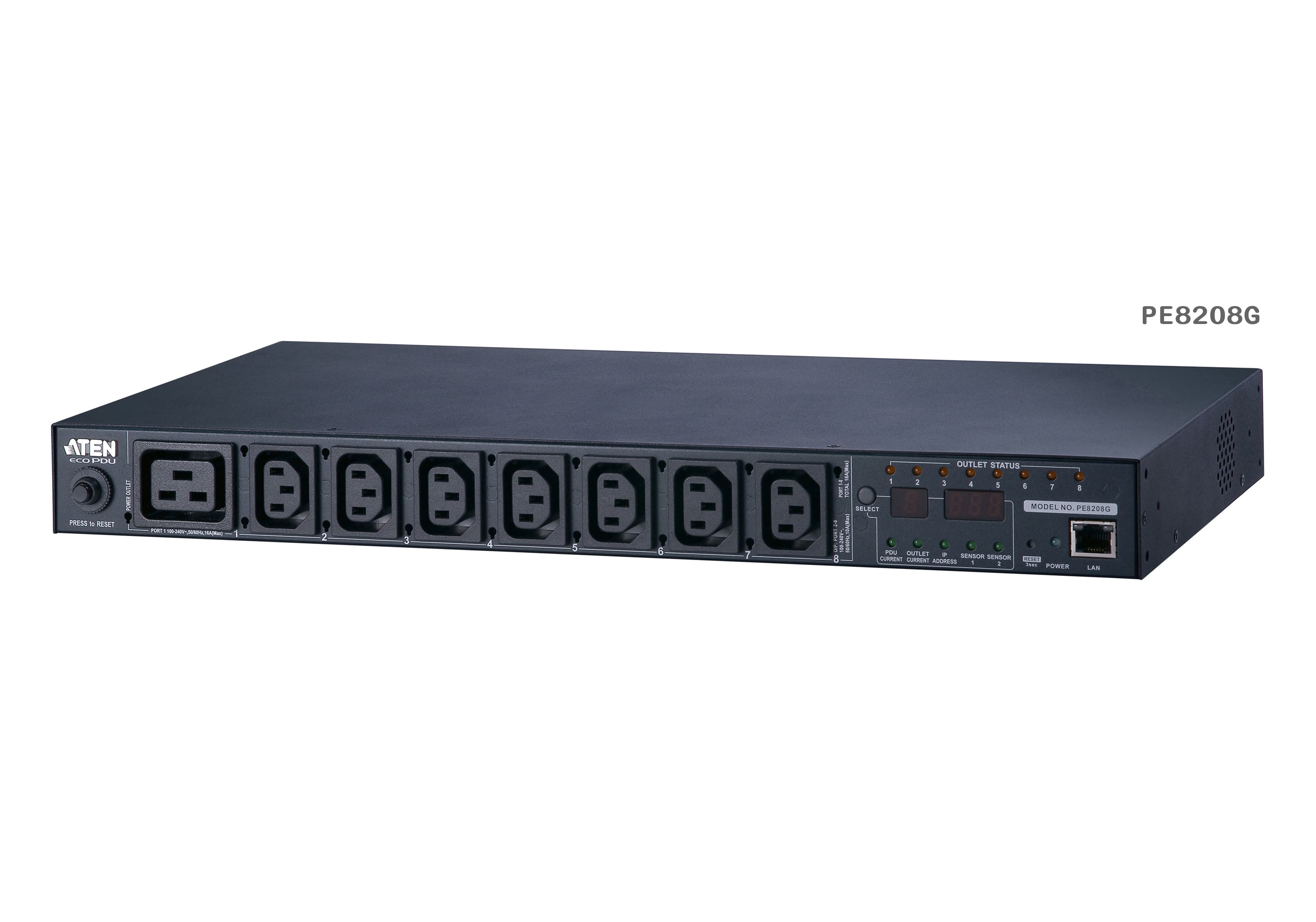 20A/16A 8-Outlet 1U Outlet-Metered & Switched eco PDU — изглед 4