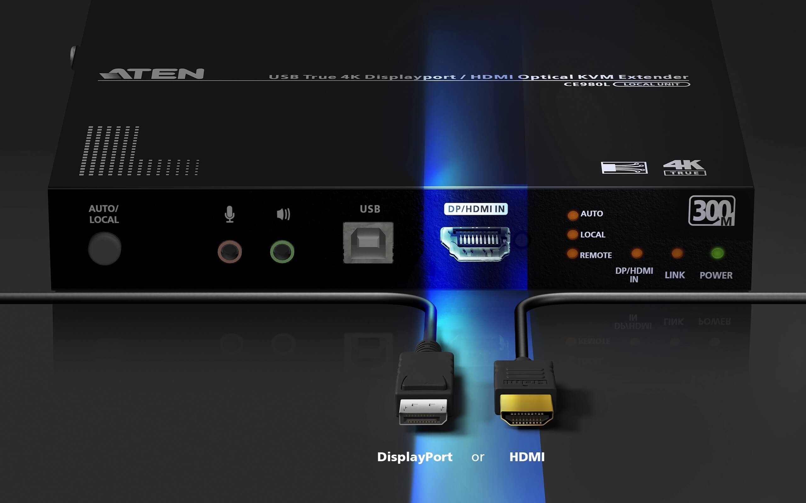 USB True 4K DisplayPort/HDMI Optical KVM Extender (True 4K @ 300 m) — изглед 5