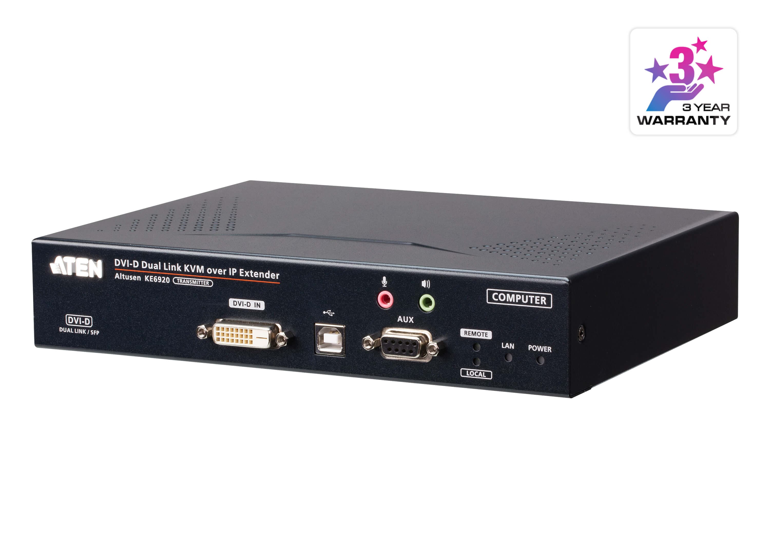 2K DVI-D Dual-Link KVM over IP Transmitter with Dual SFP — изглед 3