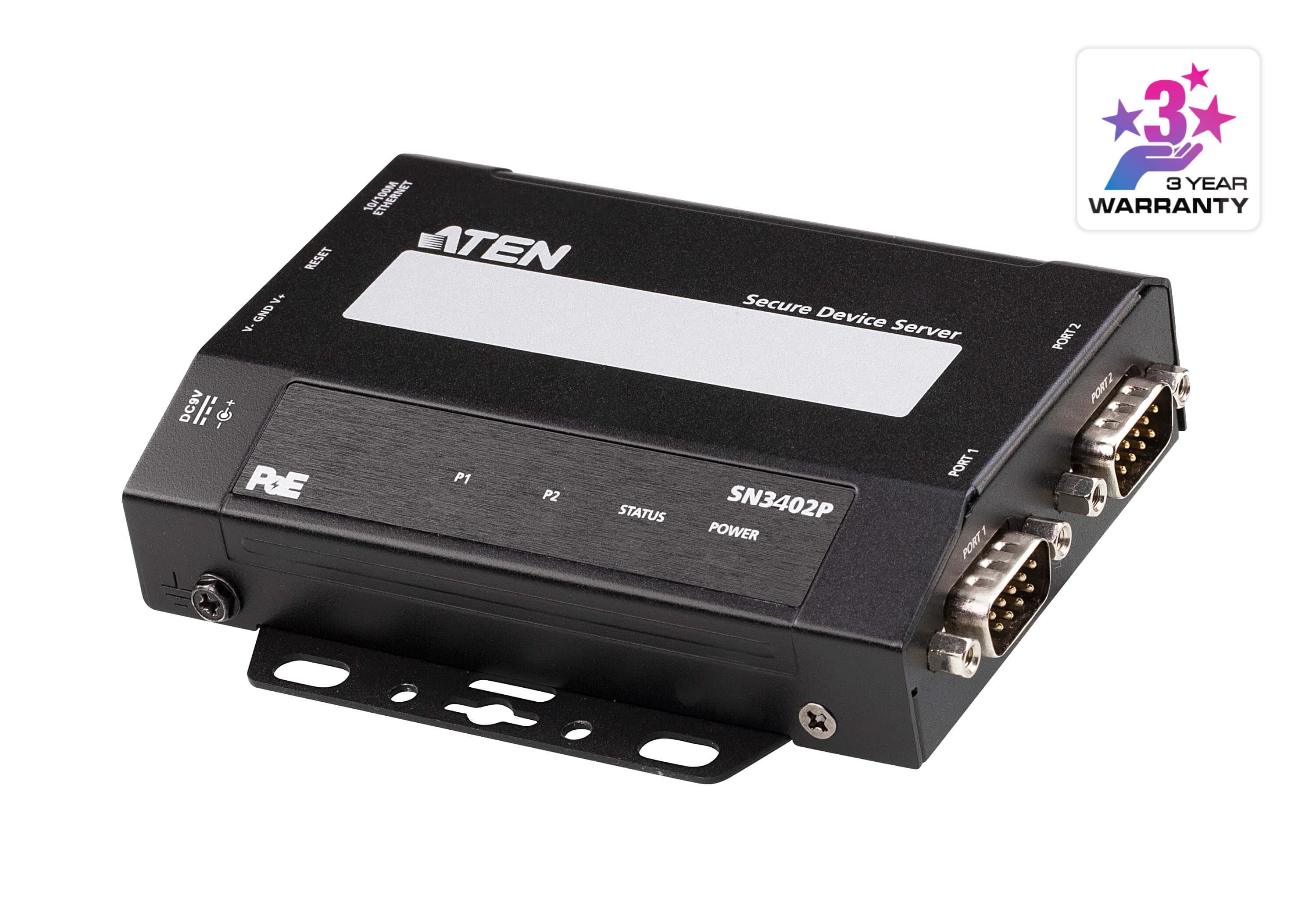 2-Port RS-232/422/485 Secure Serial Device Server with PoE — изглед 3