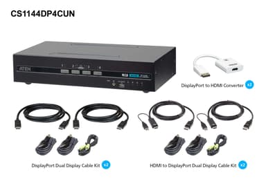 4-Port USB DisplayPort/HDMI Dual Display Universal Secure KVM Switch Kit with CAC (PSD PP v4.0 Compliant)