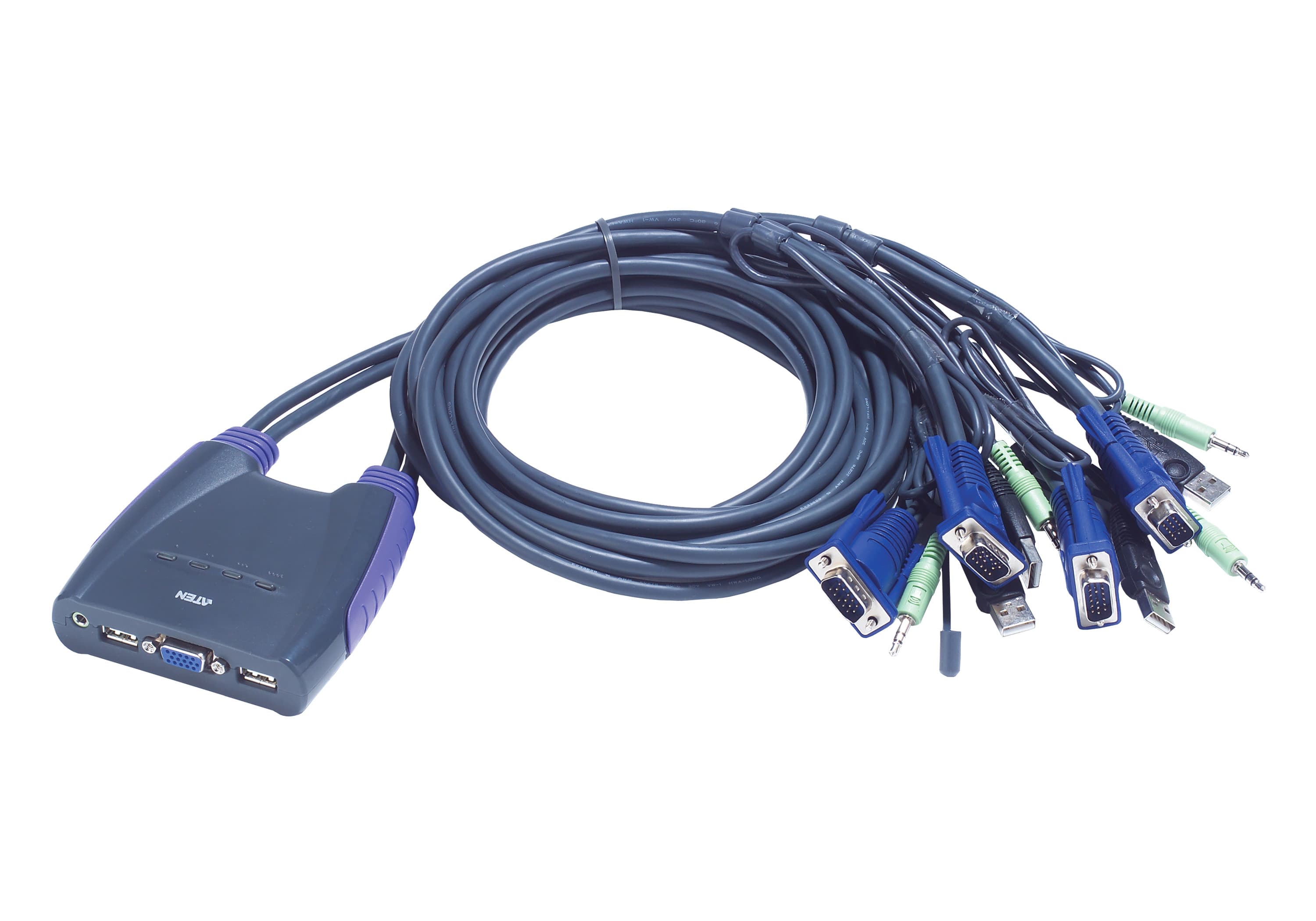 4-Port USB VGA/Audio Cable KVM Switch (0.9m, 1.2m) — view 2