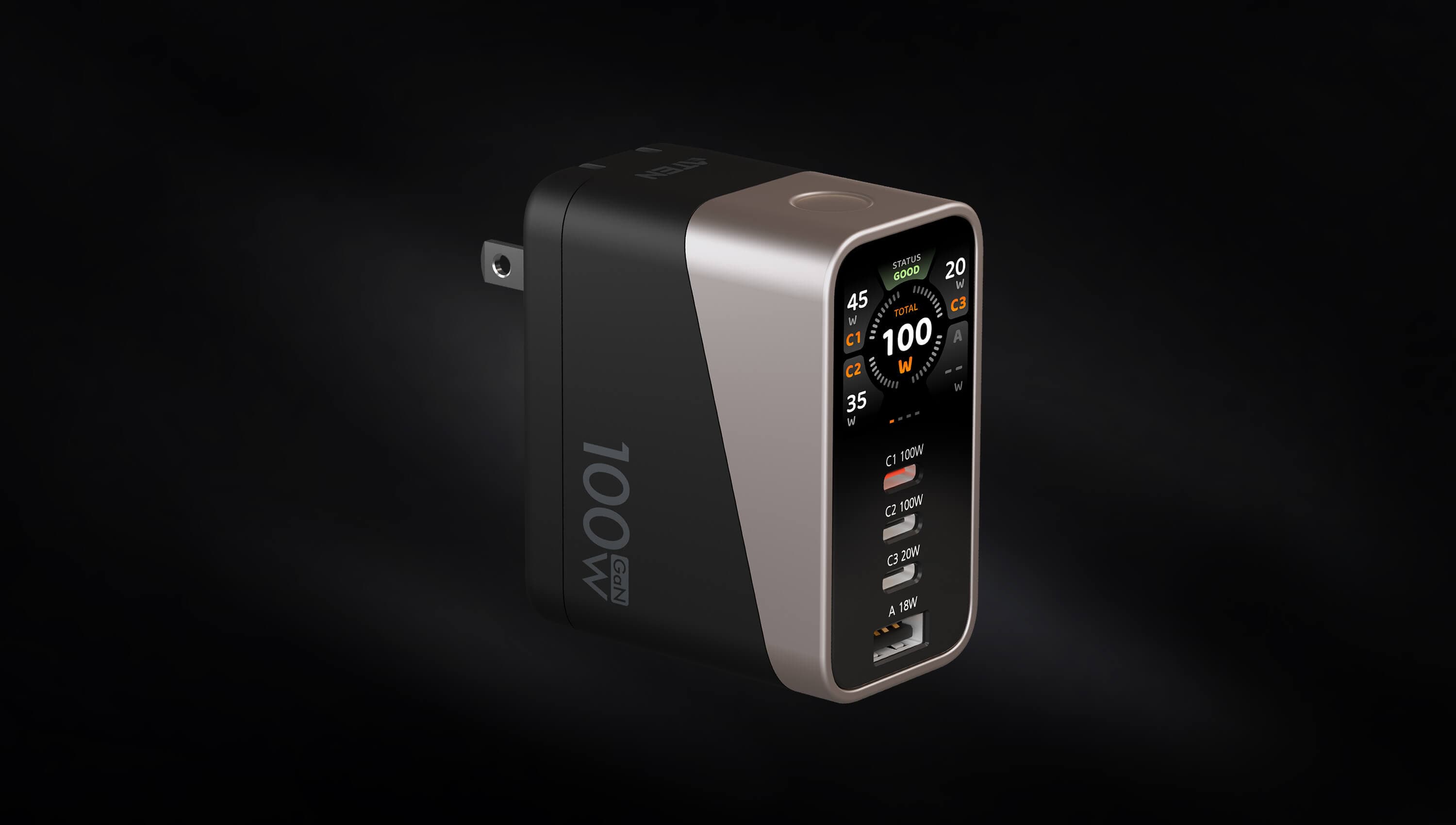 100W 4-Port Smart Display Charger