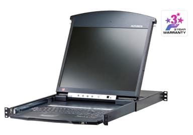 1-Local/Remote Shared Access 16-Port Multi-Interface Cat 5 Dual Rail LCD KVM over IP switch