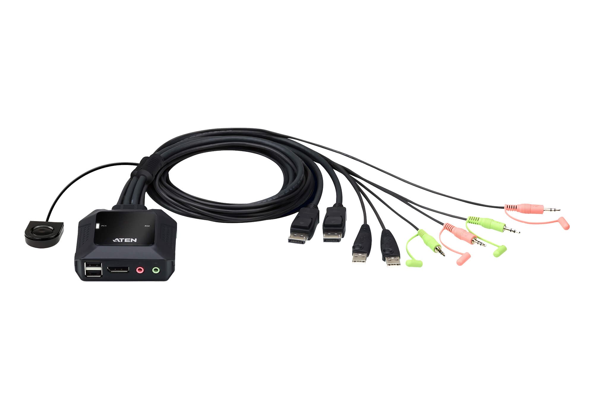 2-Port USB DisplayPort Cable KVM Switch with Remote Port Selector — view 3
