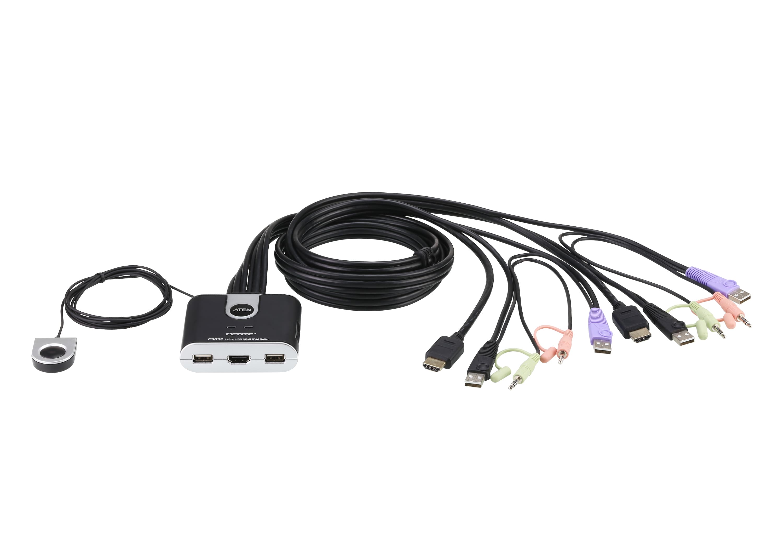 2-Port USB HDMI/Audio Cable KVM Switch with Remote Port Selector — view 2