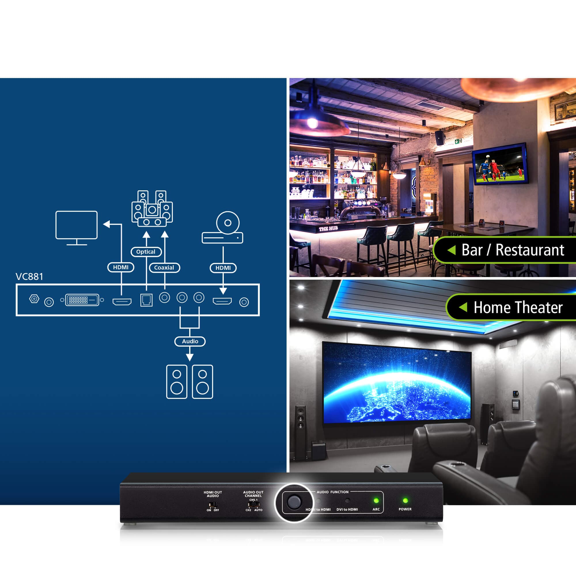 4K HDMI/DVI to HDMI Converter with Audio De-embedder — изглед 7