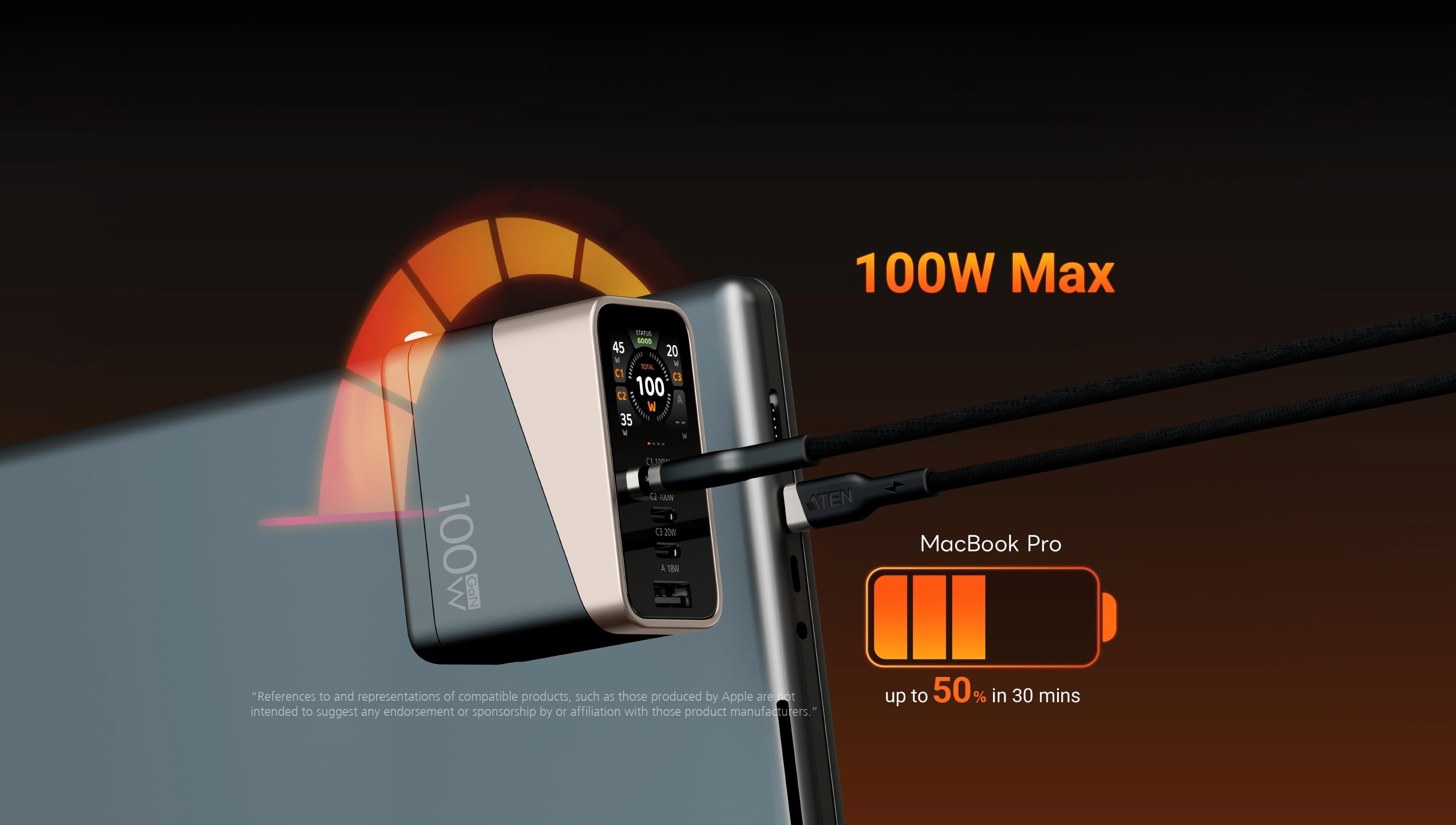 100W 4-Port Smart Display Charger — изглед 6