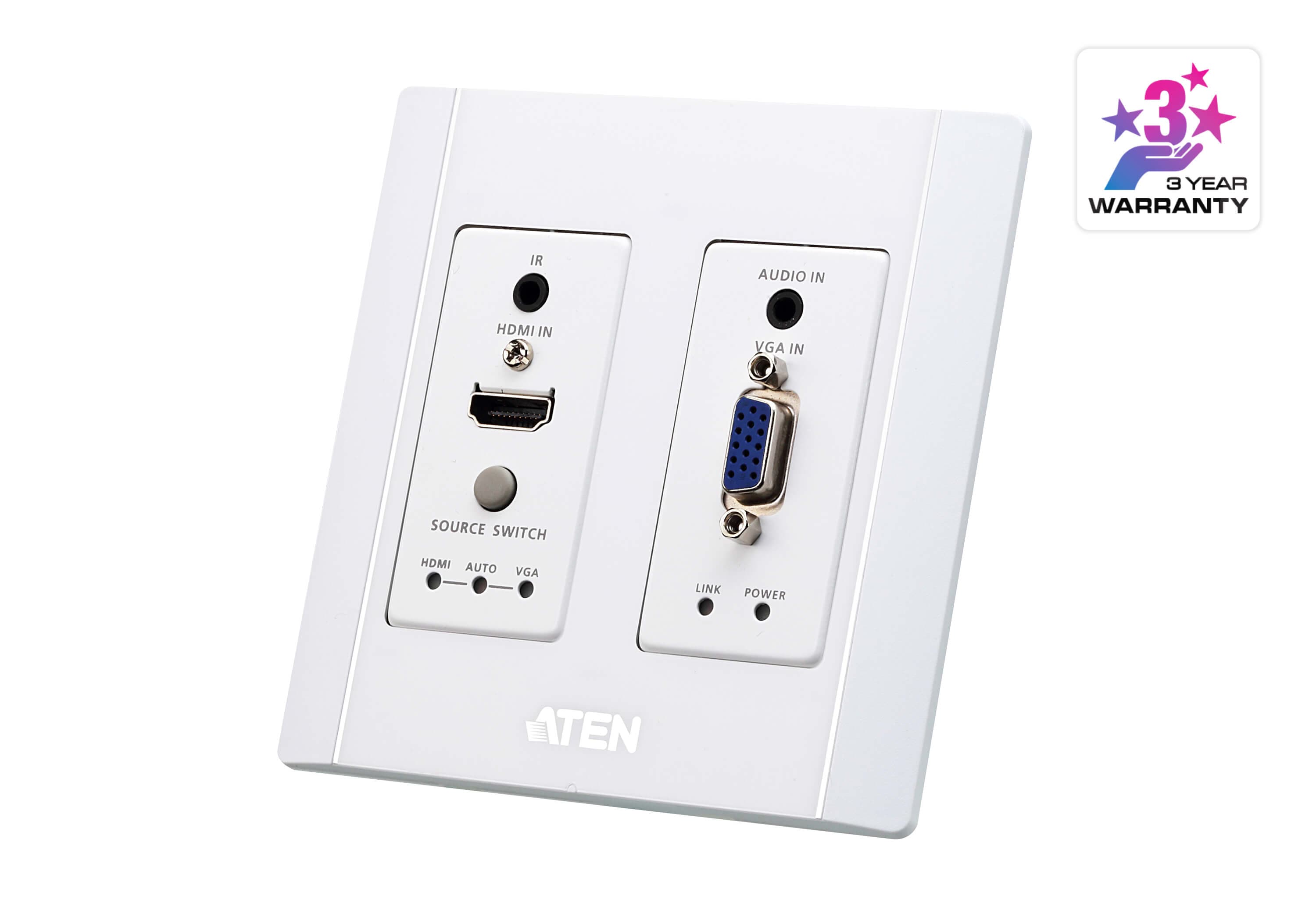 HDMI & VGA HDBaseT Transmitter with US Wall Plate / PoH (4K@100m) (HDBaseT Class A) (PoH  PD) — изглед 3