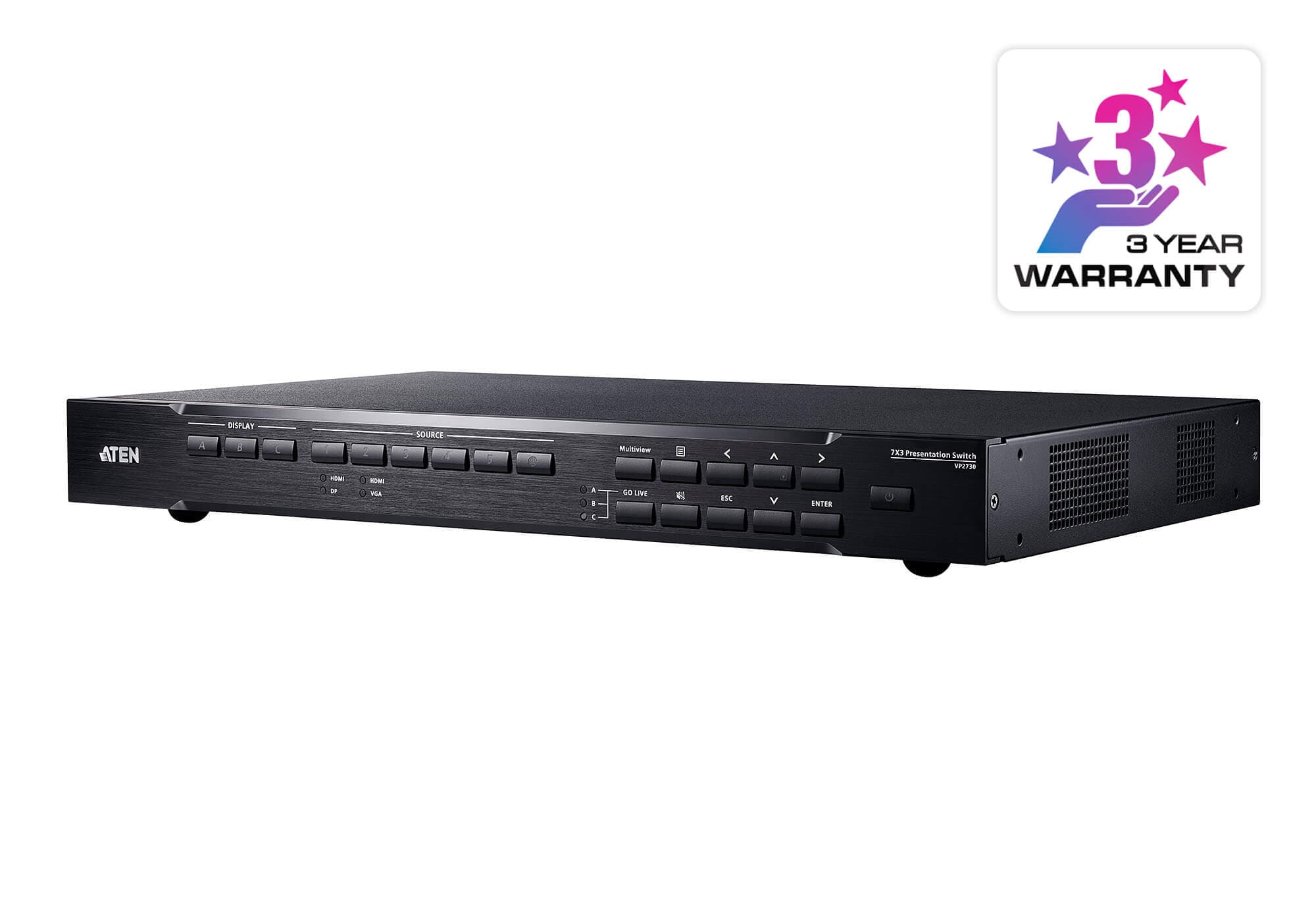 7 x 3 Seamless Presentation Matrix Switch with Scaler, Streaming, Audio Mixer, and HDBaseT — изглед 3