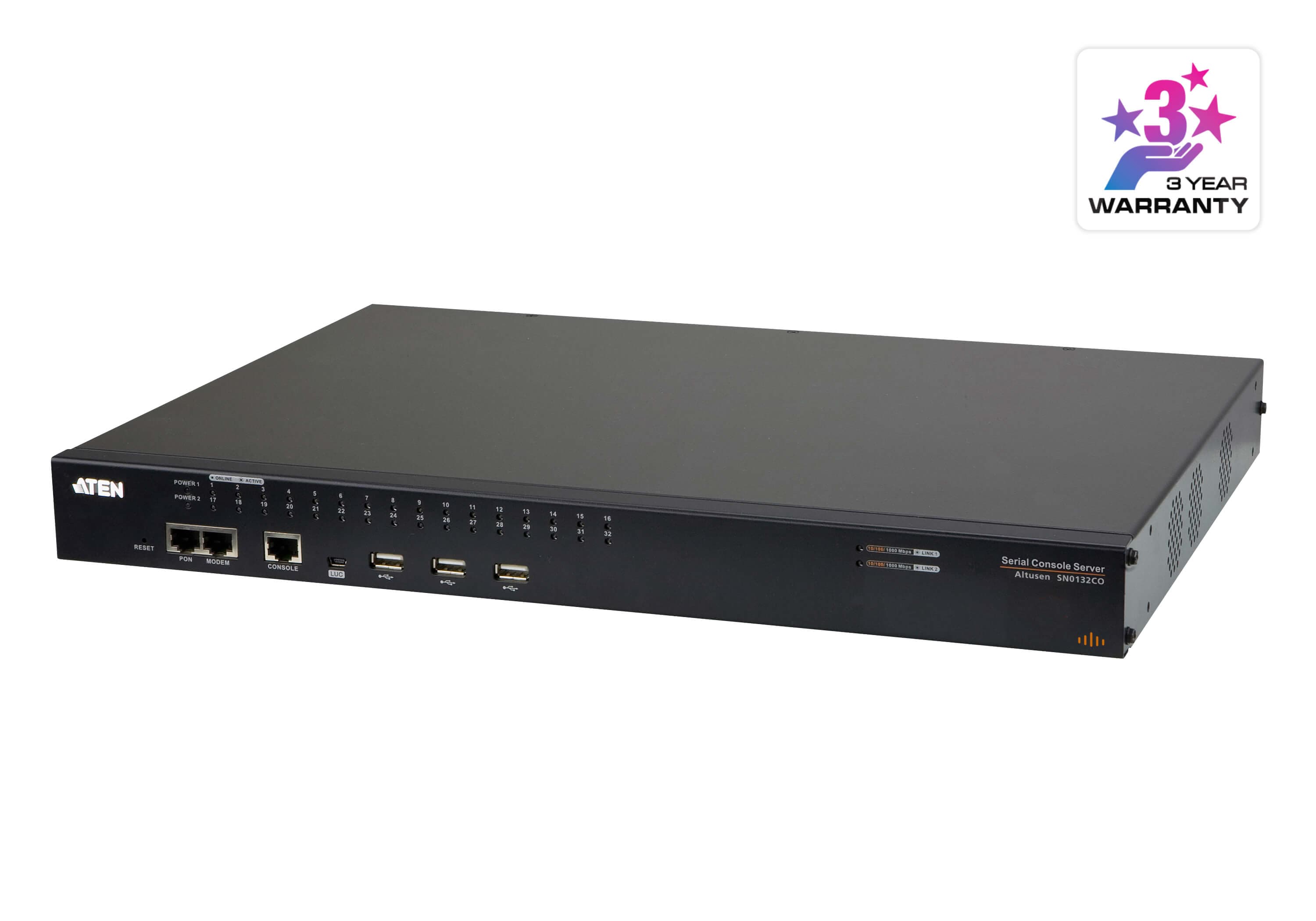 32-Port Serial Console Server with Dual Power/LAN — изглед 3