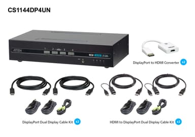 4-Port USB DisplayPort/HDMI Dual Display Universal Secure KVM Switch Kit (PSD PP v4.0 Compliant)