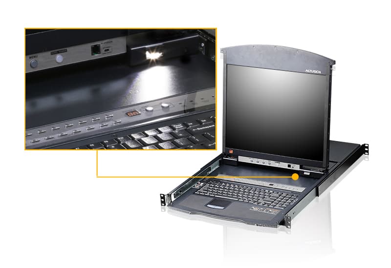 16-Port Multi-Interface Cat 5 Dual Rail LCD KVM Switch — изглед 4