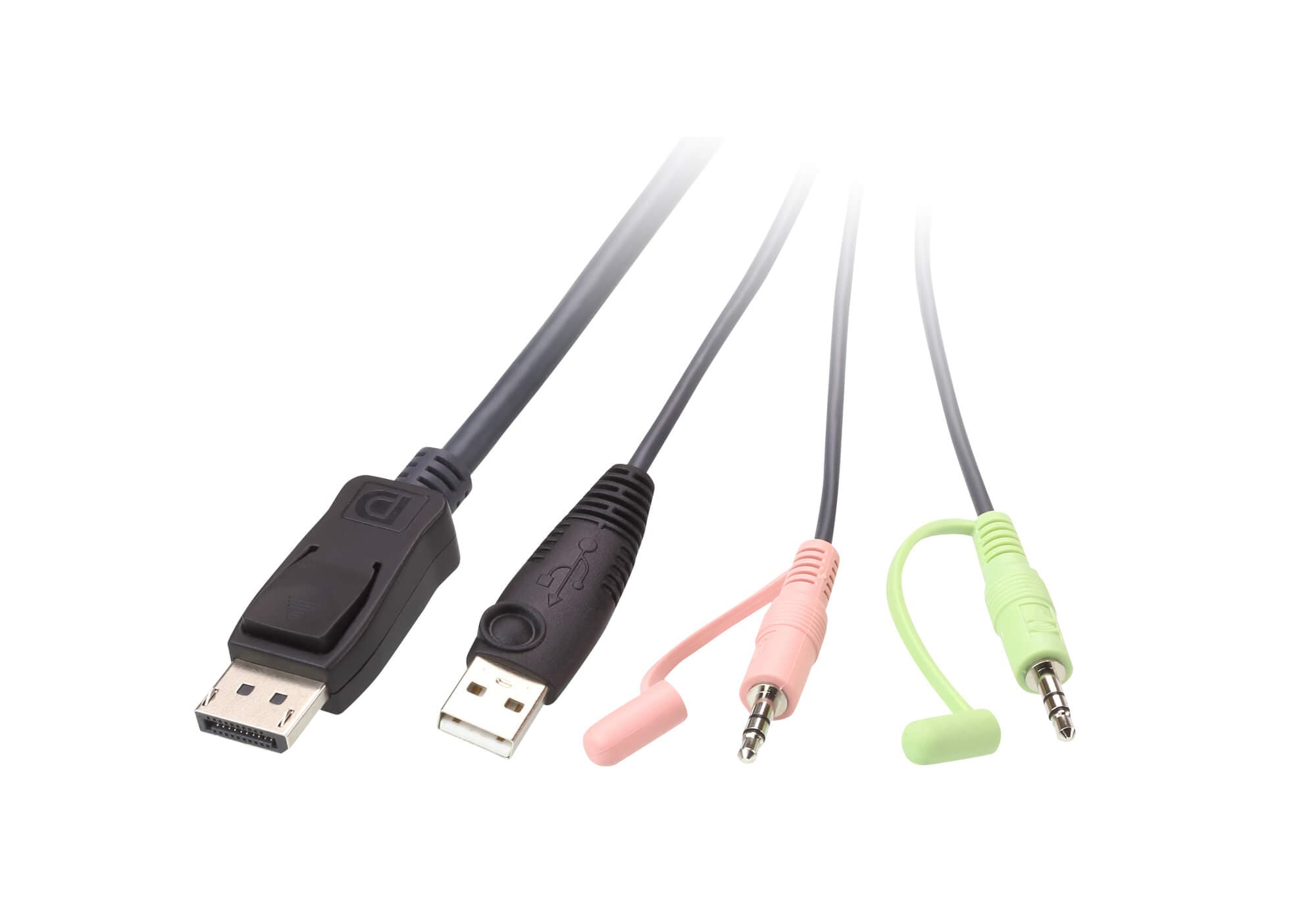 2-Port USB DisplayPort Cable KVM Switch with Remote Port Selector — view 2