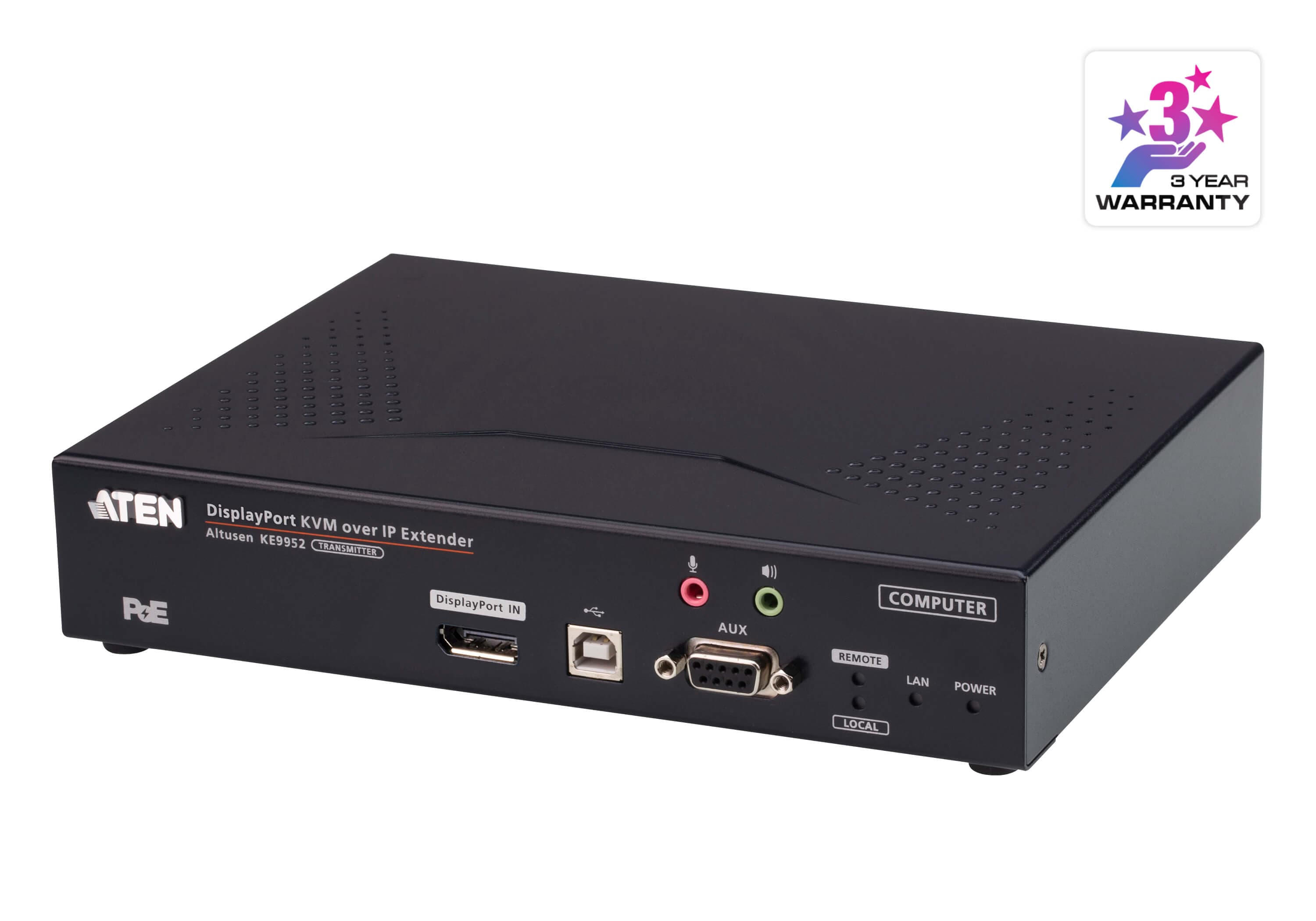 4K DisplayPort Single Display KVM over IP Transmitter with PoE — изглед 3