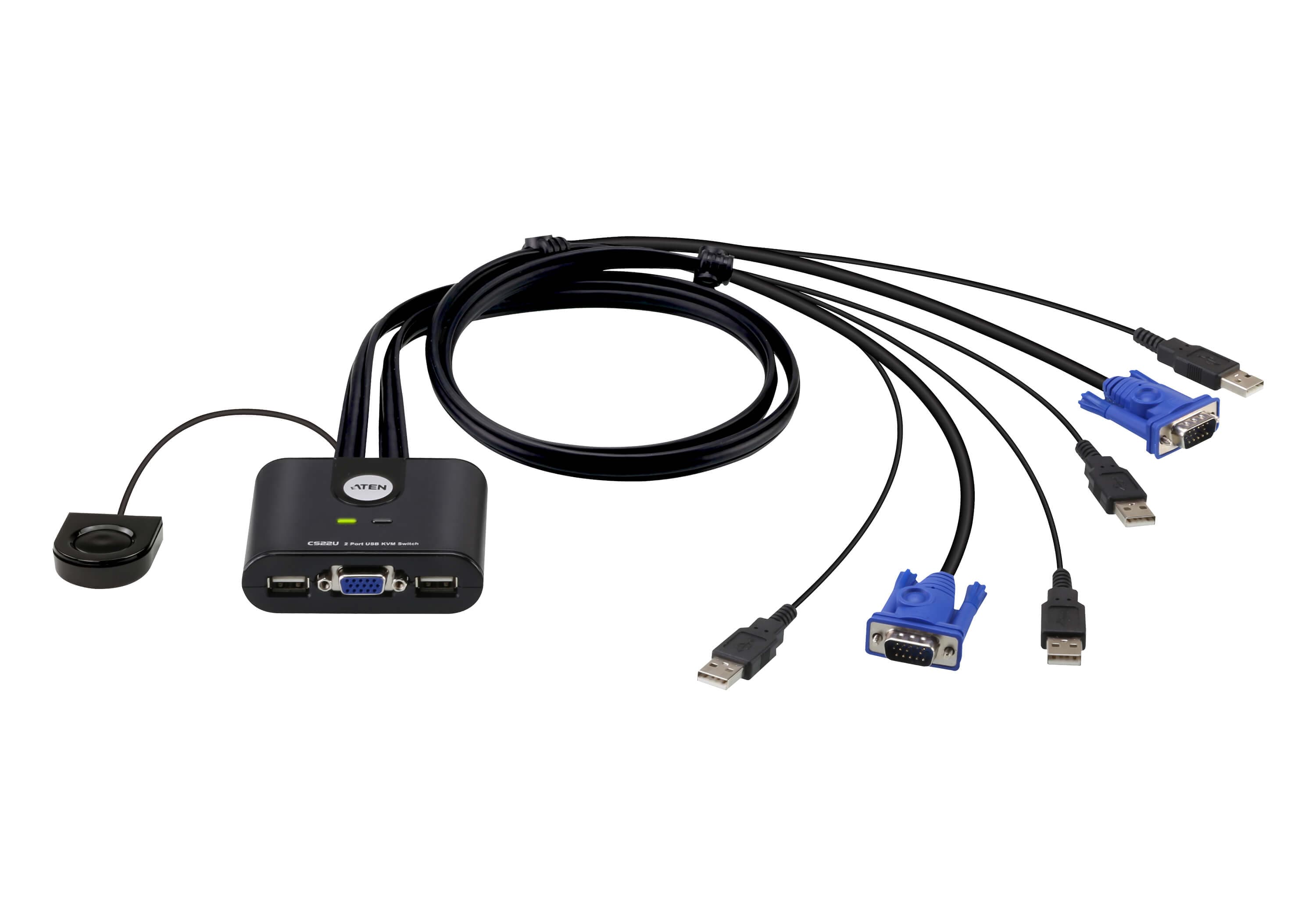 2-Port USB VGA Cable KVM Switch with Remote Port Selector — view 2