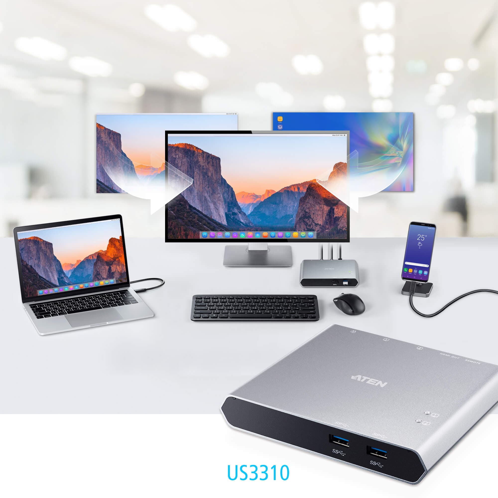 2-Port 4K HDMI USB-C KVM Dock Switch with Power Pass-through — изглед 4