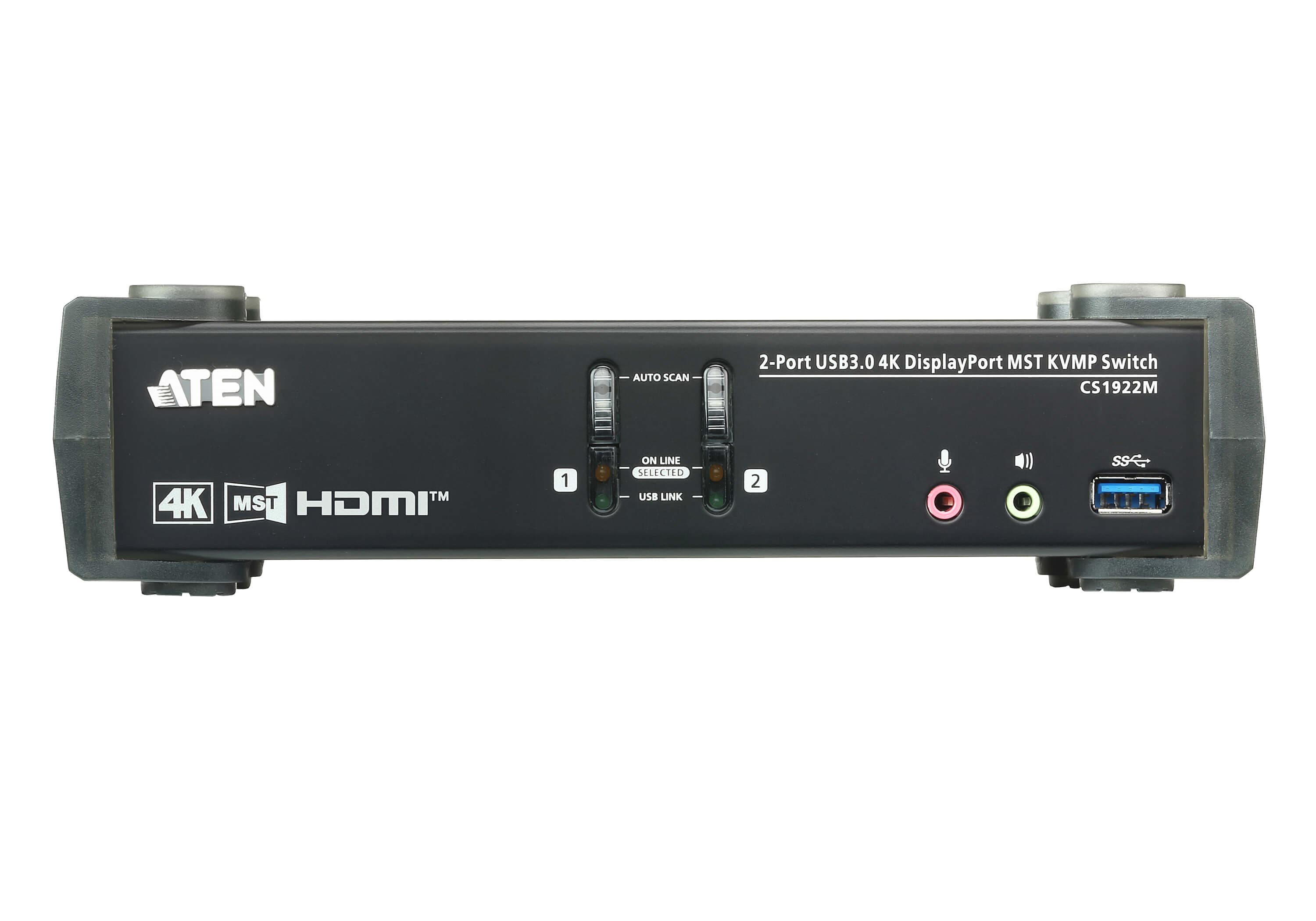 2-Port USB 3.0 4K DisplayPort MST KVMP™ Switch (Cables included)