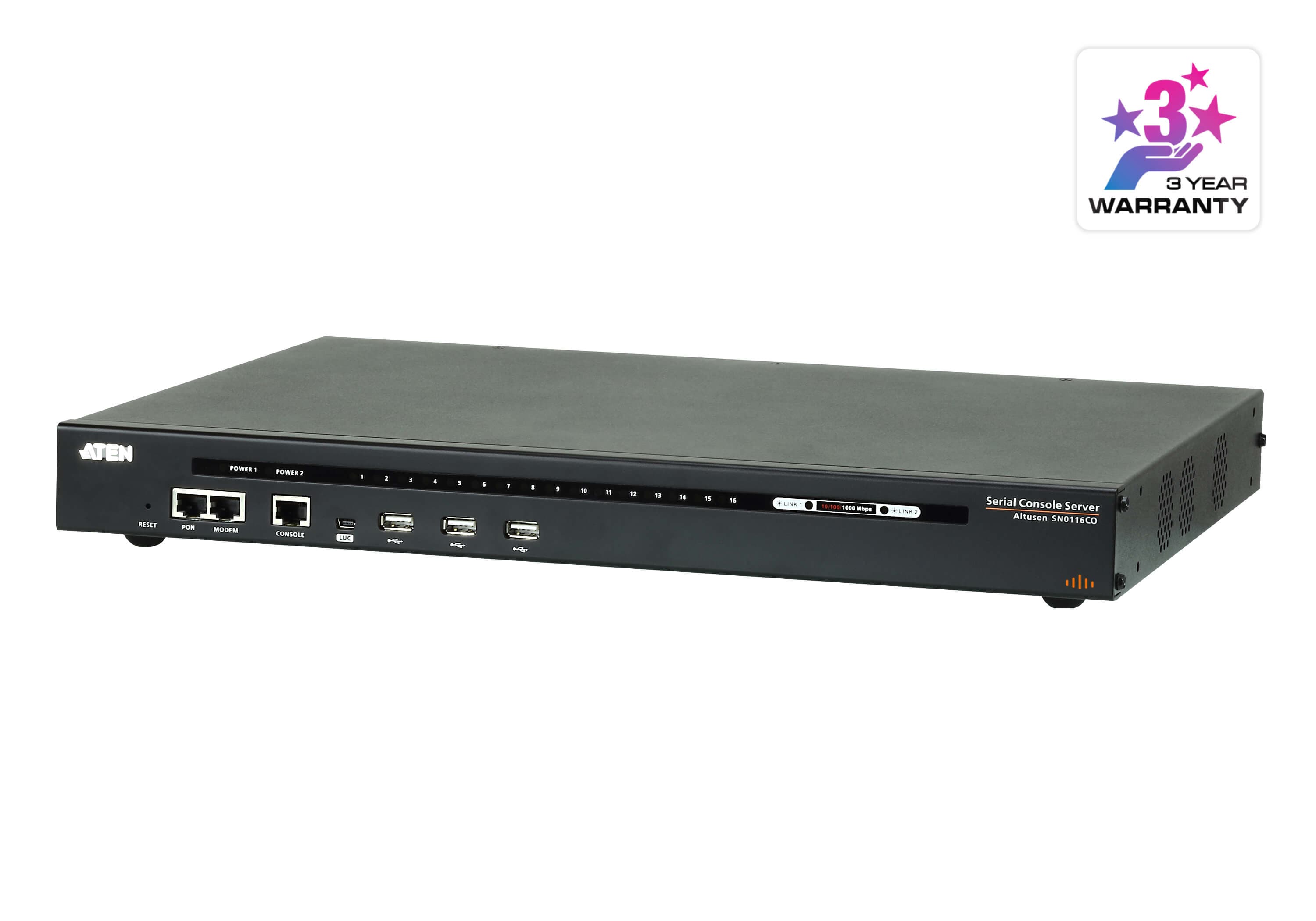16-Port Serial Console Server with Dual Power/LAN — изглед 3