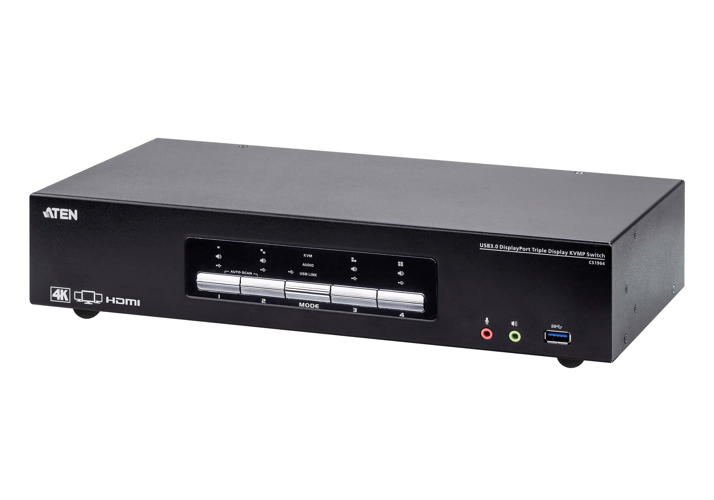 4-Port USB3.0 4K DisplayPort Triple Display KVMP™ Switch — изглед 3