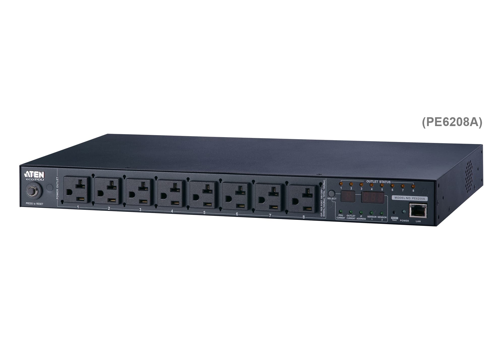 20A/16A 8-Outlet 1U Metered & Switched eco PDU — view 3