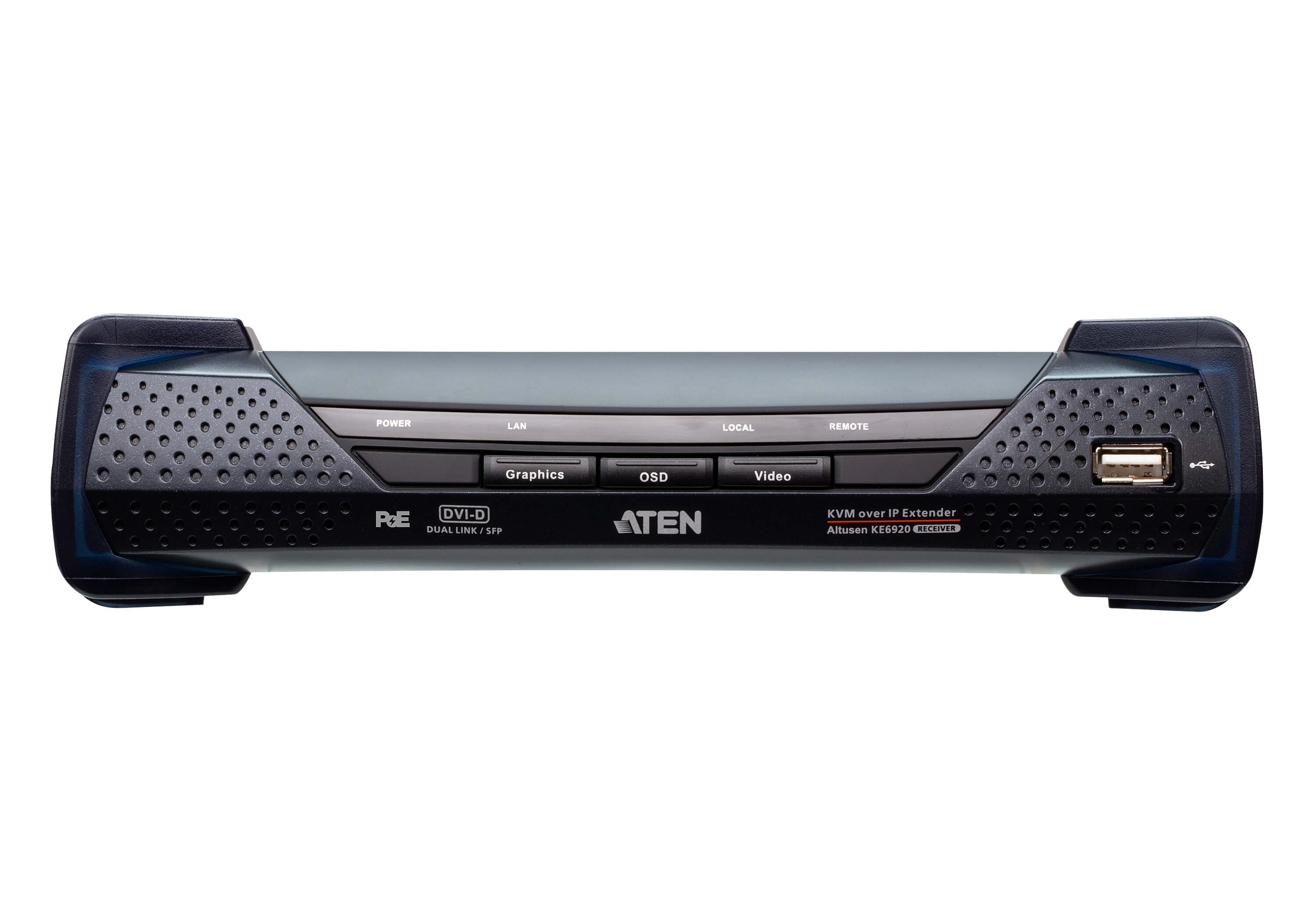 2K DVI-D Dual-Link KVM over IP Receiver with Dual SFP & PoE