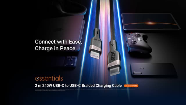 2m 240W USB-C to USB-C Braided Charging Cable