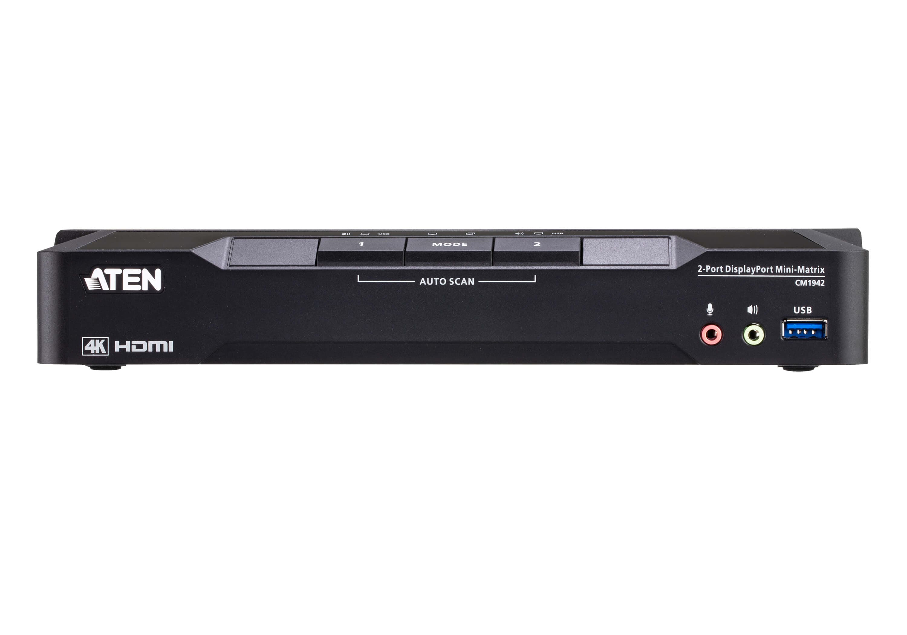 2-Port 4K DisplayPort Dual Display Mini-Matrix Boundless KVM Switch