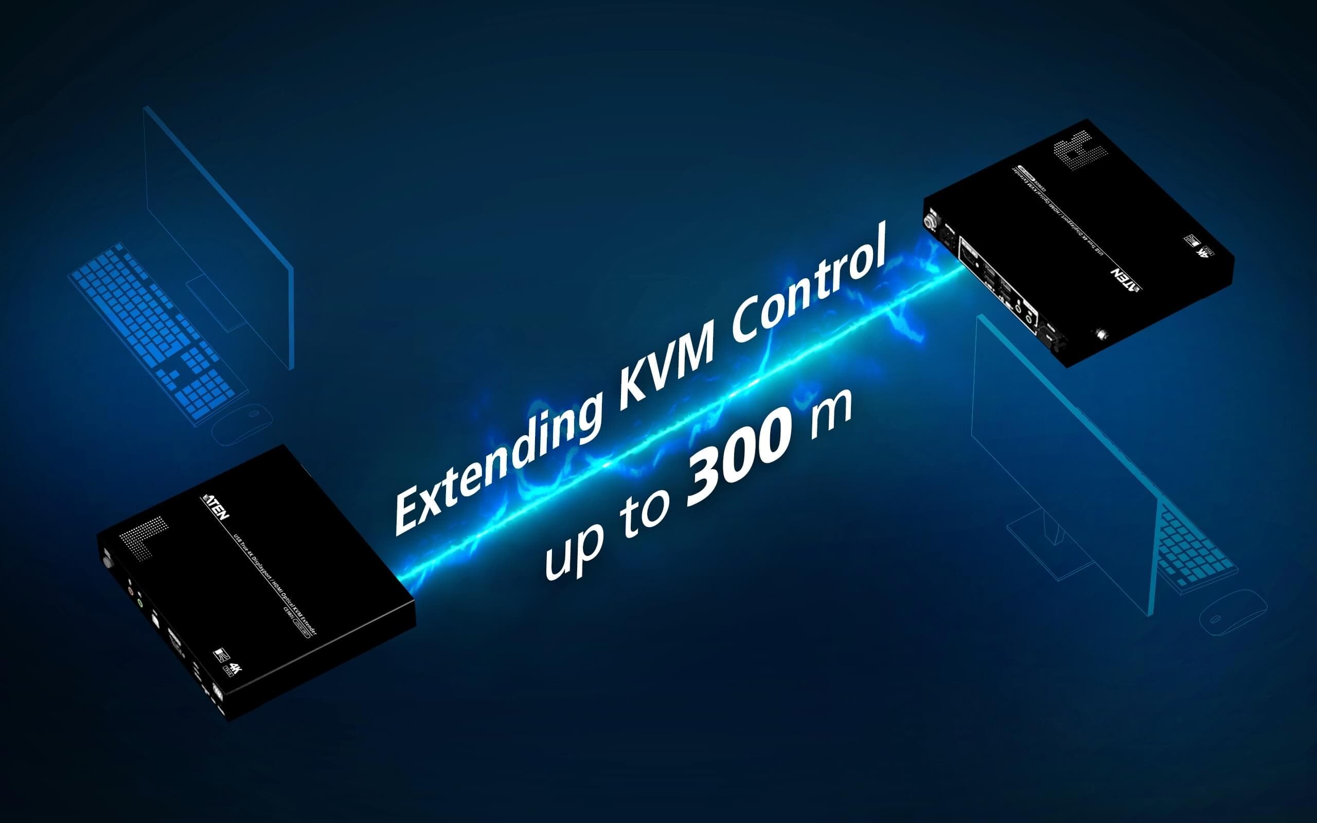 USB True 4K DisplayPort/HDMI Optical KVM Extender (True 4K @ 300 m) — изглед 6