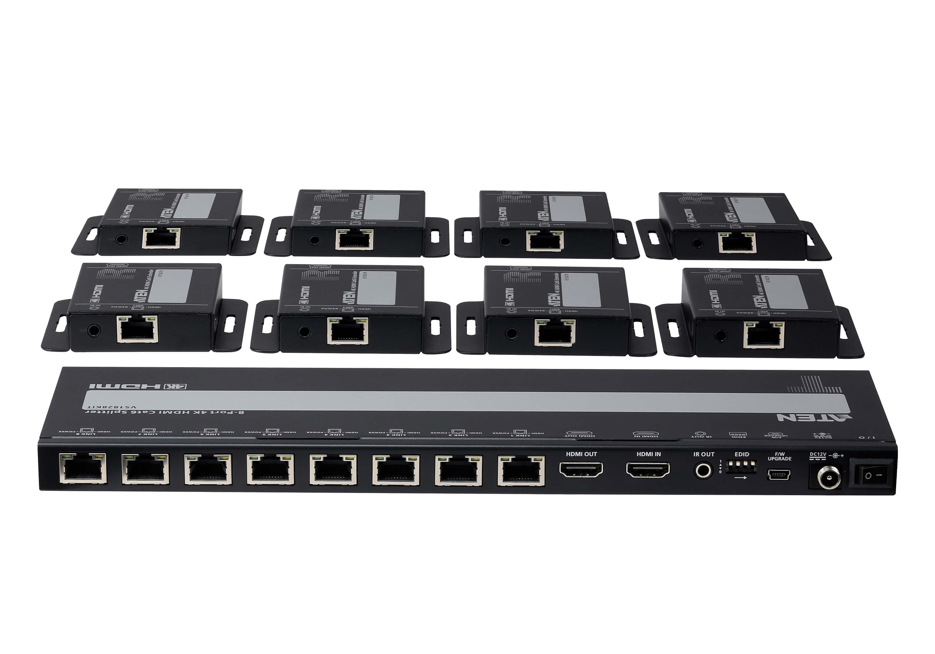 8-Port 4K HDMI Cat 6 Splitter with Receivers