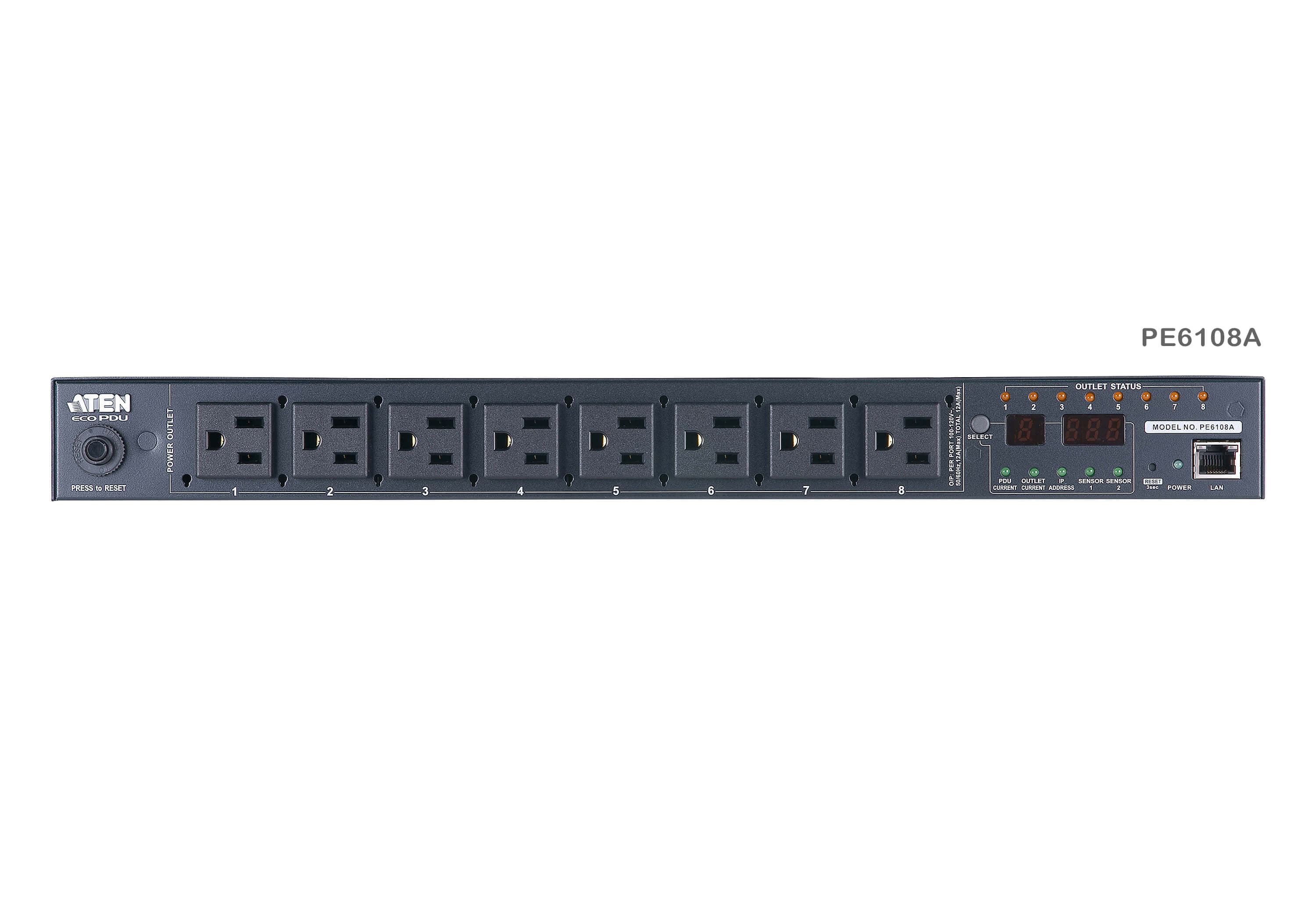 15A/10A 8-Outlet 1U Metered & Switched eco PDU — изглед 2