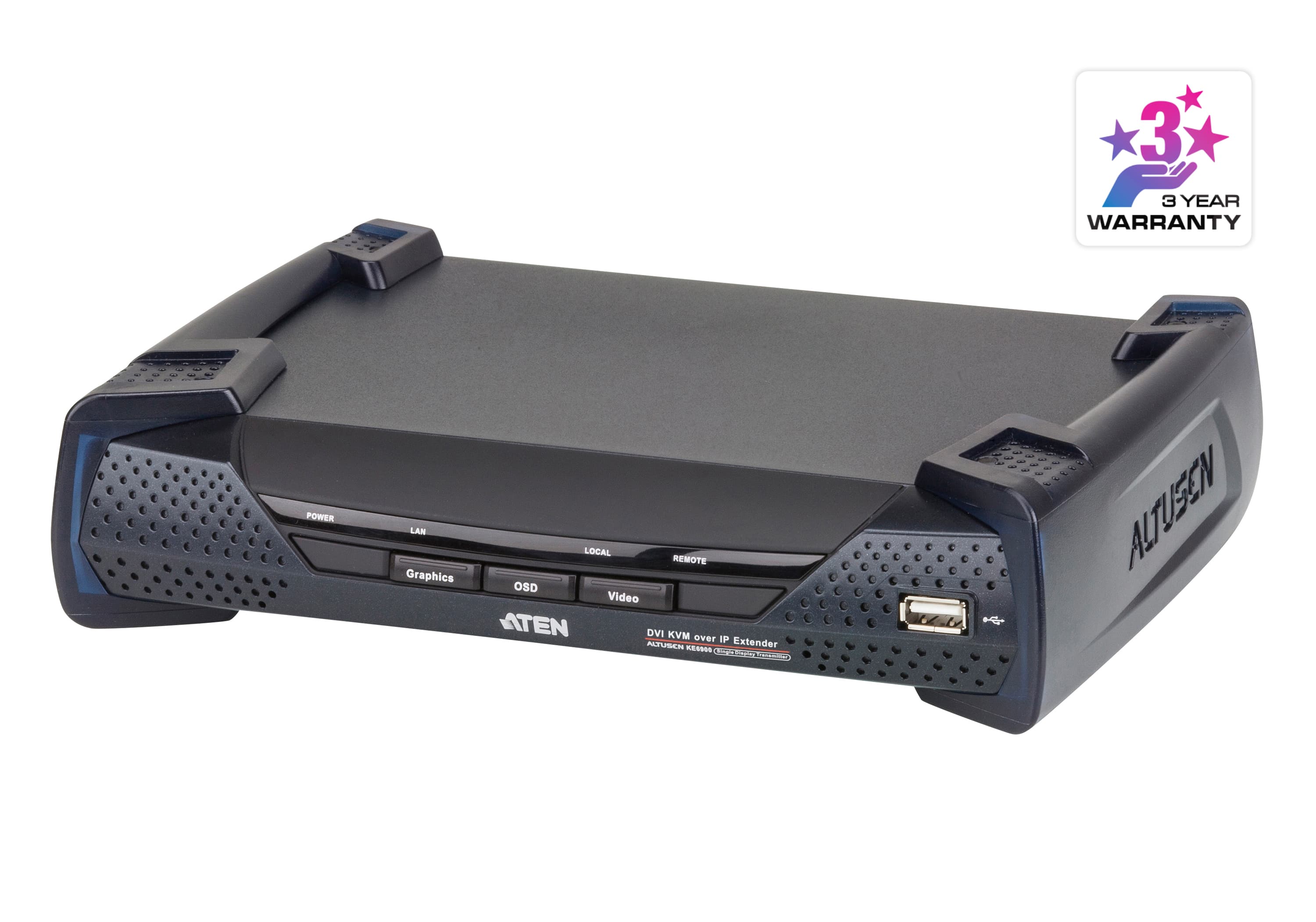 USB DVI-I Single Display KVM Over IP Receiver — изглед 3