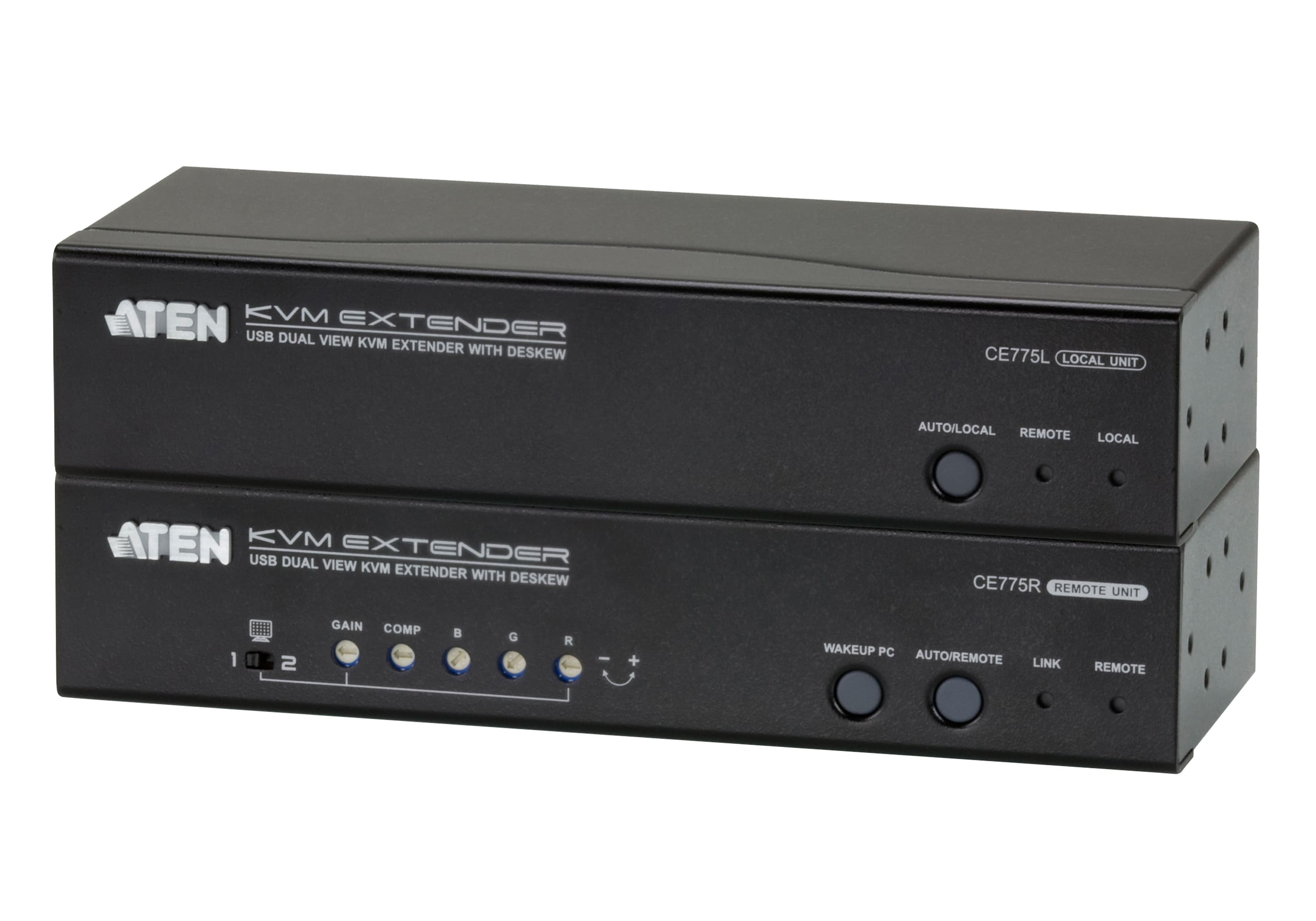 USB VGA Dual View Cat 5 KVM Extender with Deskew (1280 x 1024@300m)