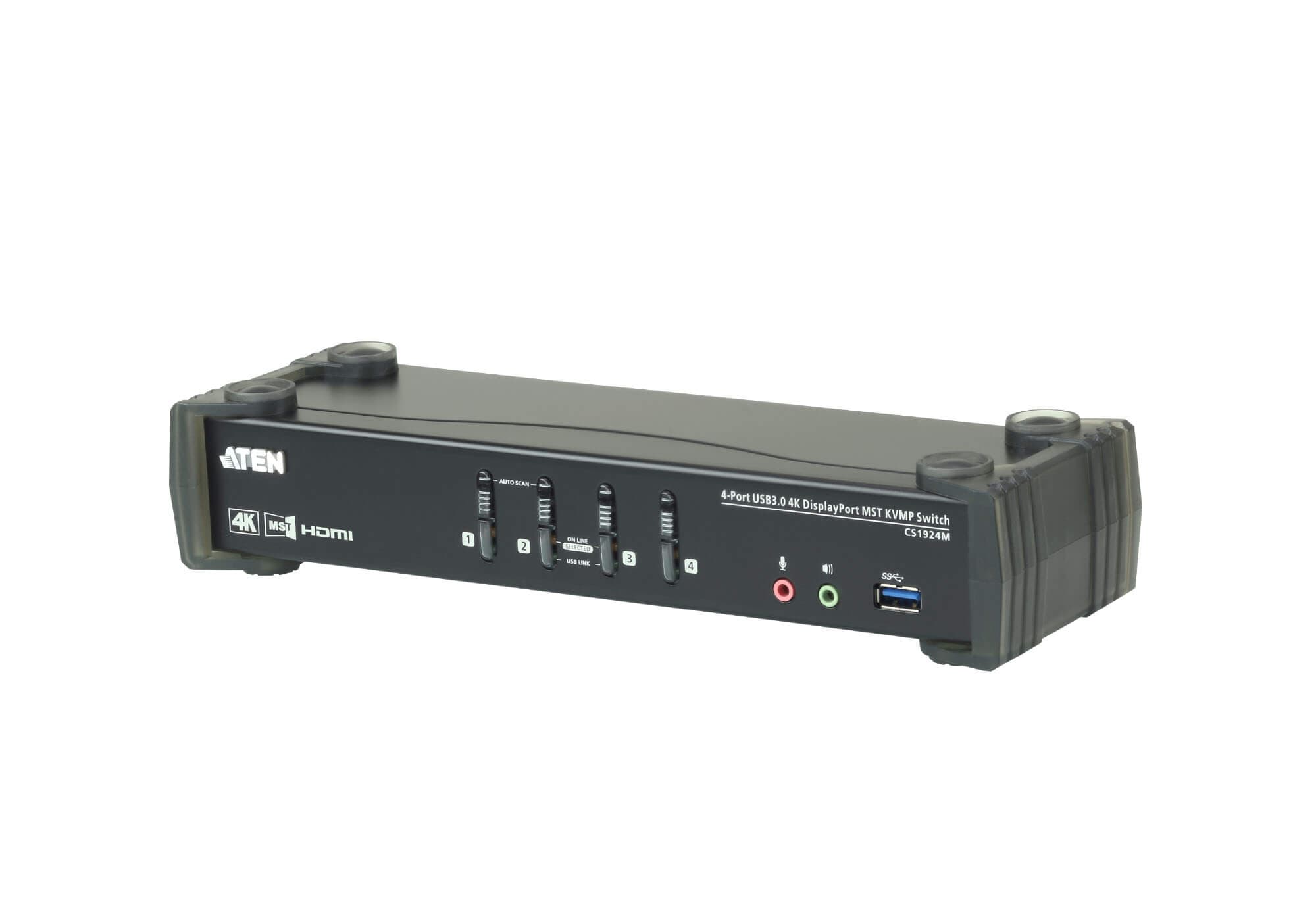 4-Port USB 3.0 4K DisplayPort MST KVMP™ Switch (Cables included) — view 3